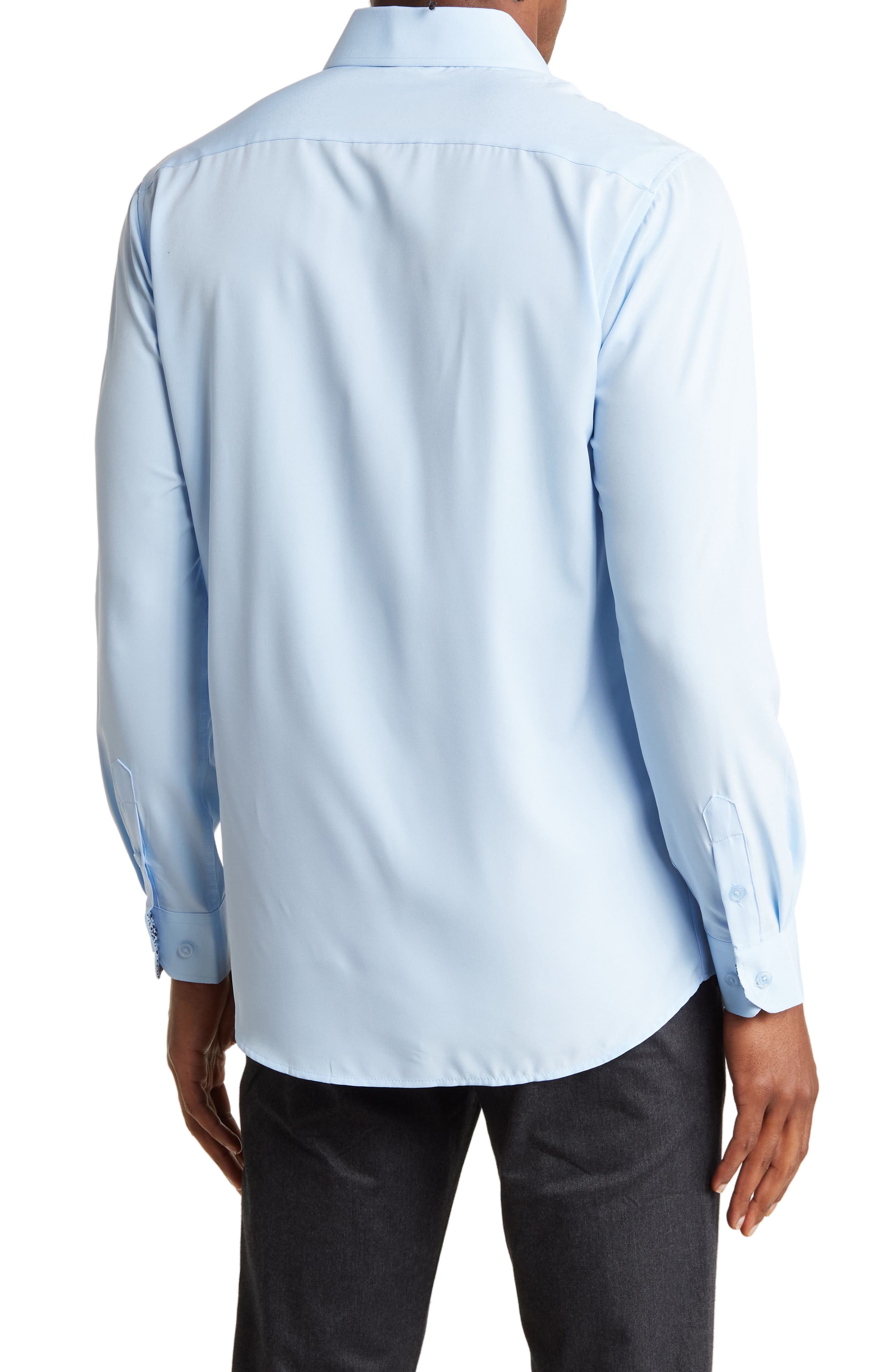 TOM BAINE Slim Fit Performance Stretch Long Sleeve Button Front Shirt