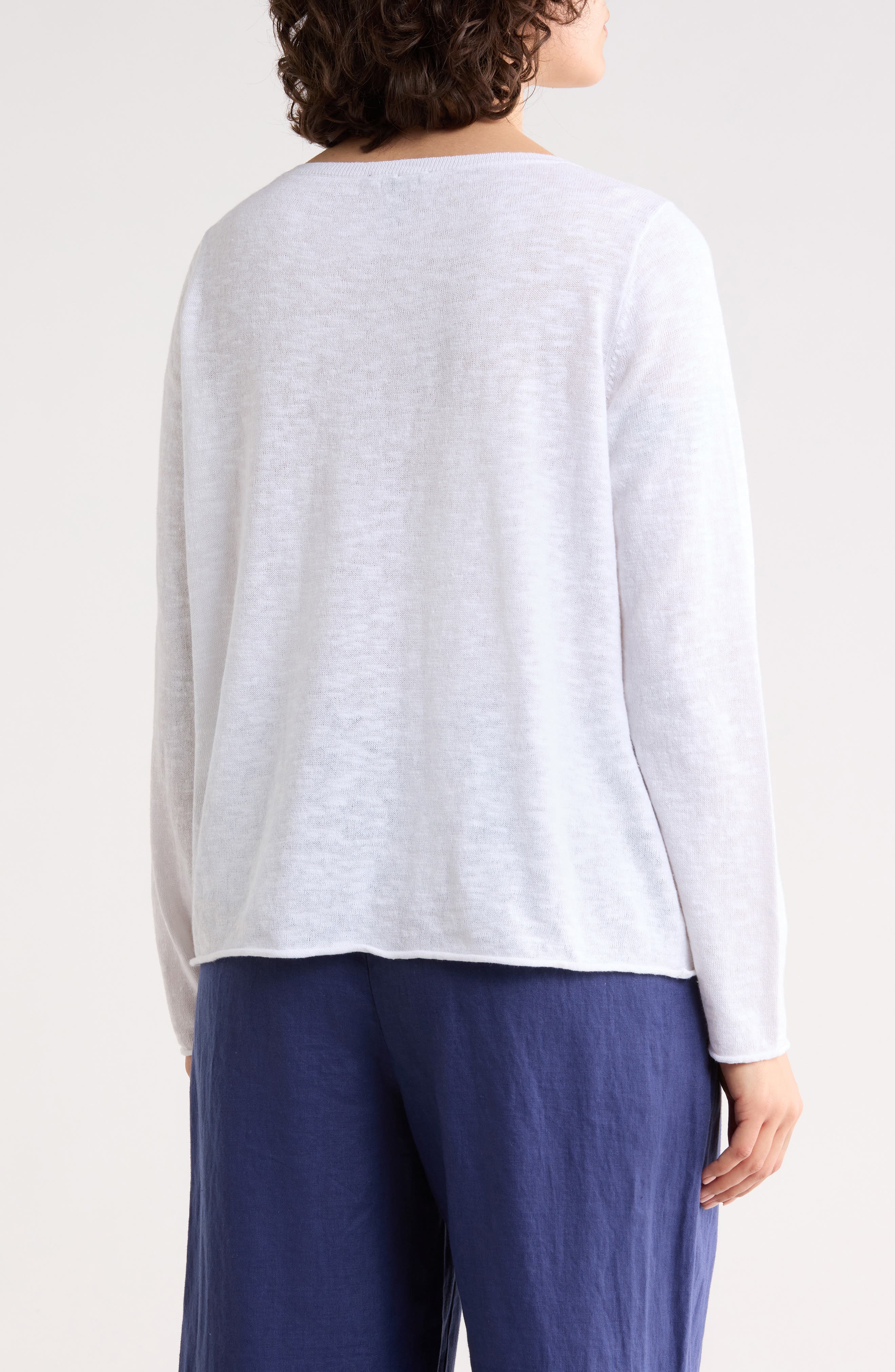 Eileen Fisher Boat Neck Organic Linen & Cotton Sweater