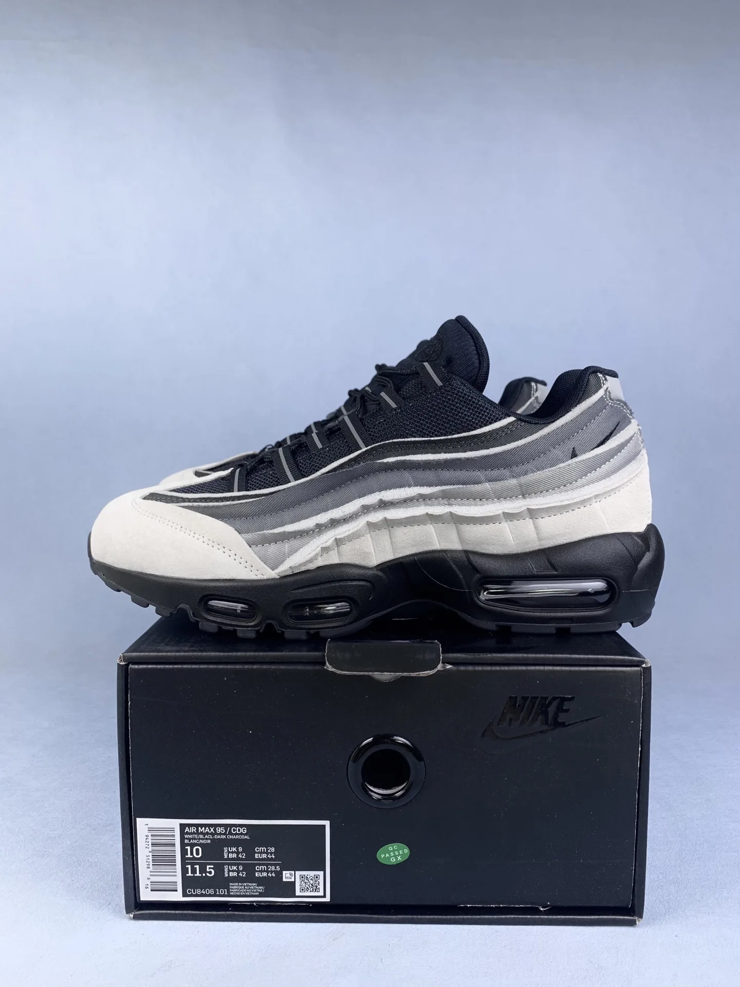 Comme des Garçons x Nike Air Max 95 “Grey” - White/Dark Charcoal/Light Graphite/Black product photo from LabelPicks