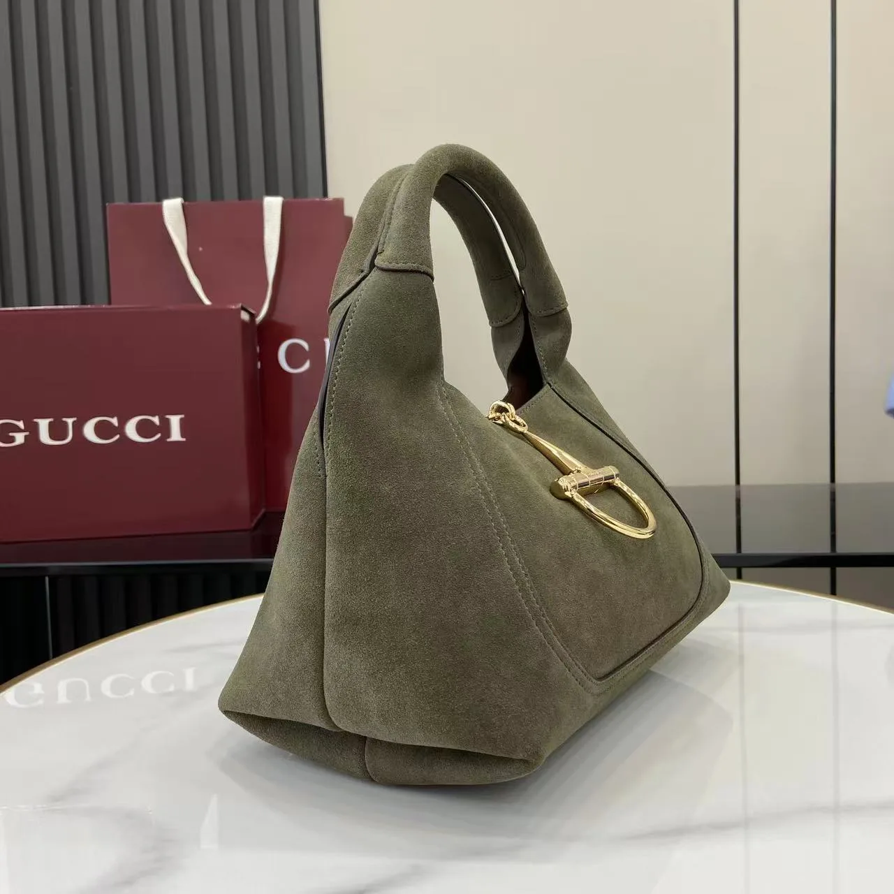 Gucci Green Suede Leather Shoulder Bag product photo from LabelPicks