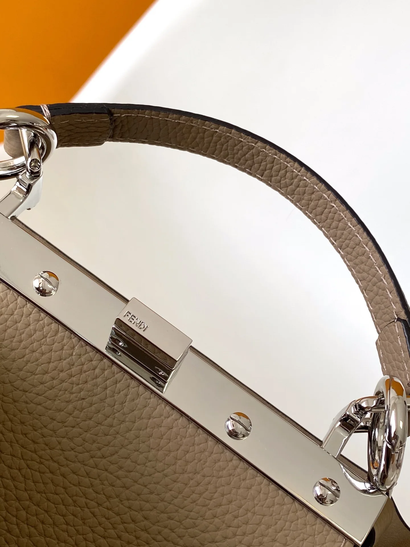 Fendi Grey Peekaboo Calfskin Top Handle Bag product photo from LabelPicks