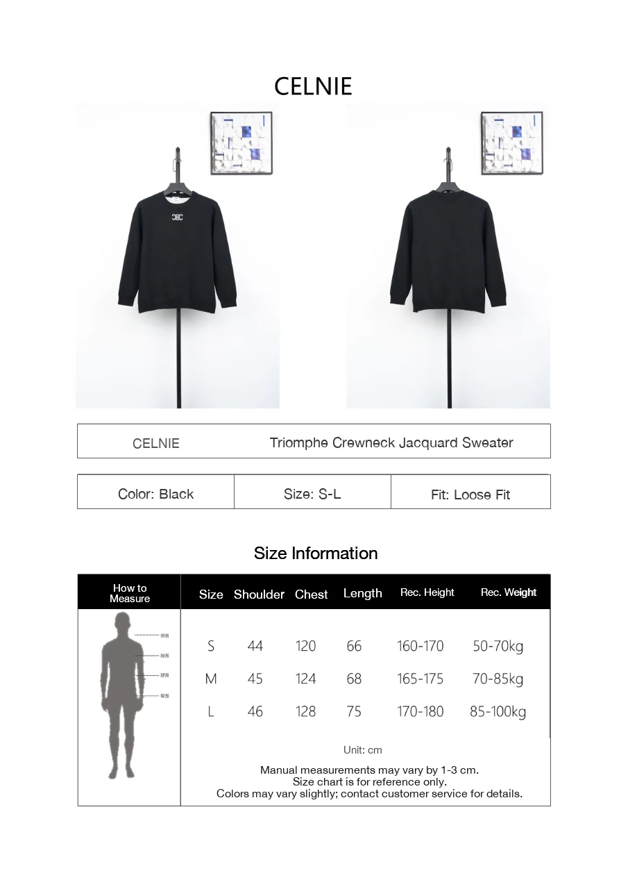 CELINE Black Triomphe Jacquard Cotton Crewneck Sweater product photo from LabelPicks