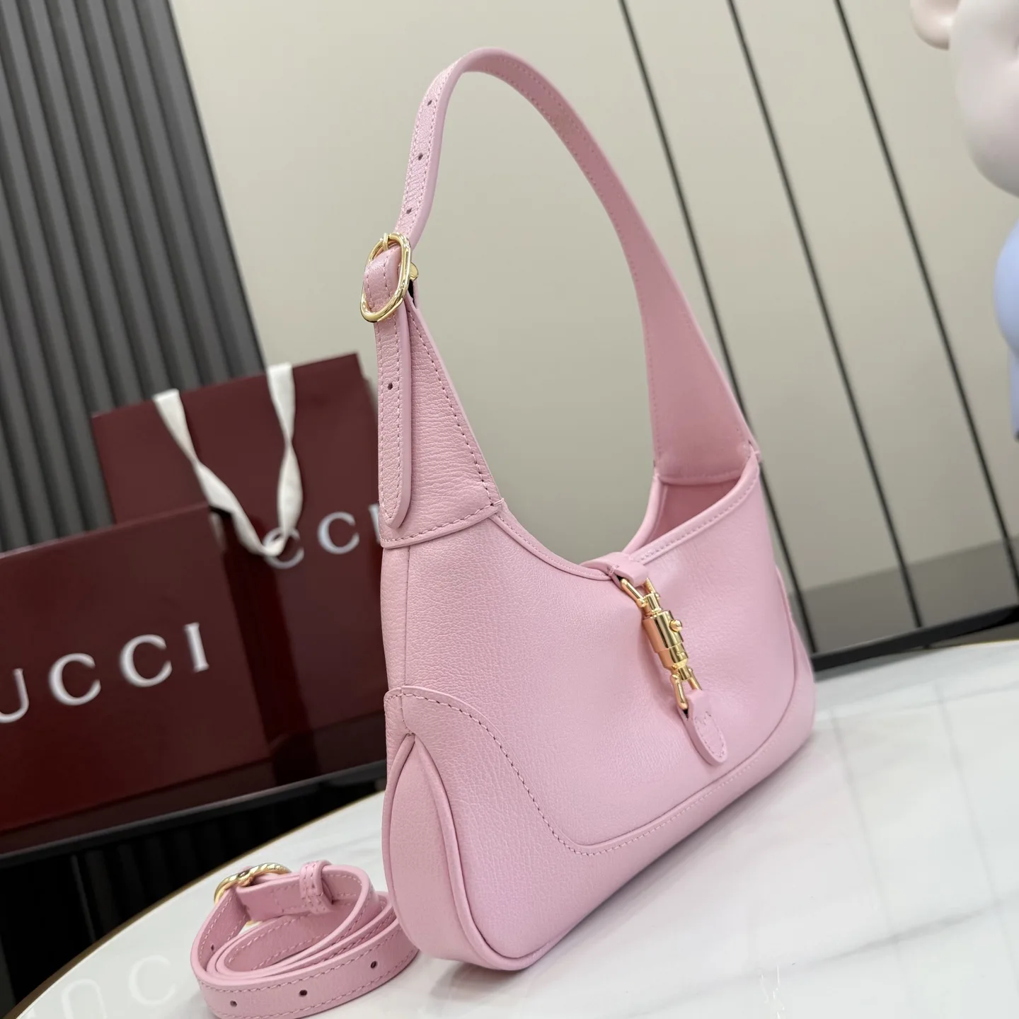 Gucci Jackie Pink Grained Leather Shoulder Bag product photo from LabelPicks