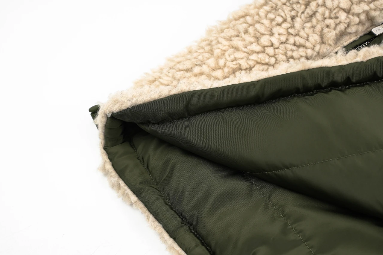 Miu Miu Beige Sherpa Look Hooded Down Jacket product photo from LabelPicks