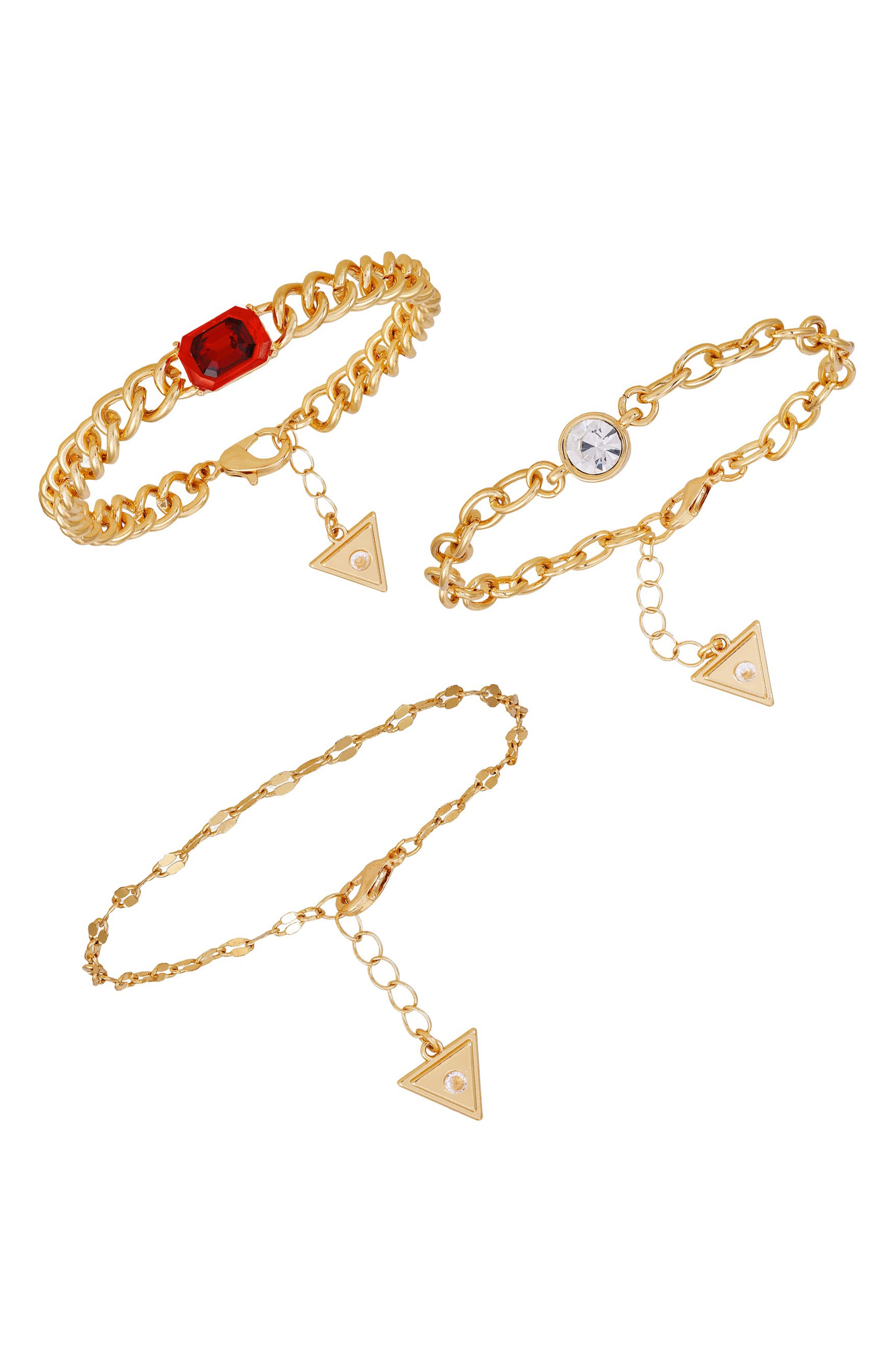 GUESS Set of 3 Assorted Chain Bracelets