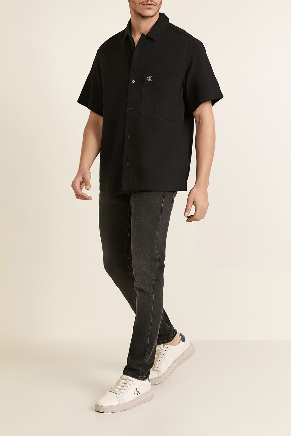 CALVIN KLEIN חולצה מכופתרת קצרה