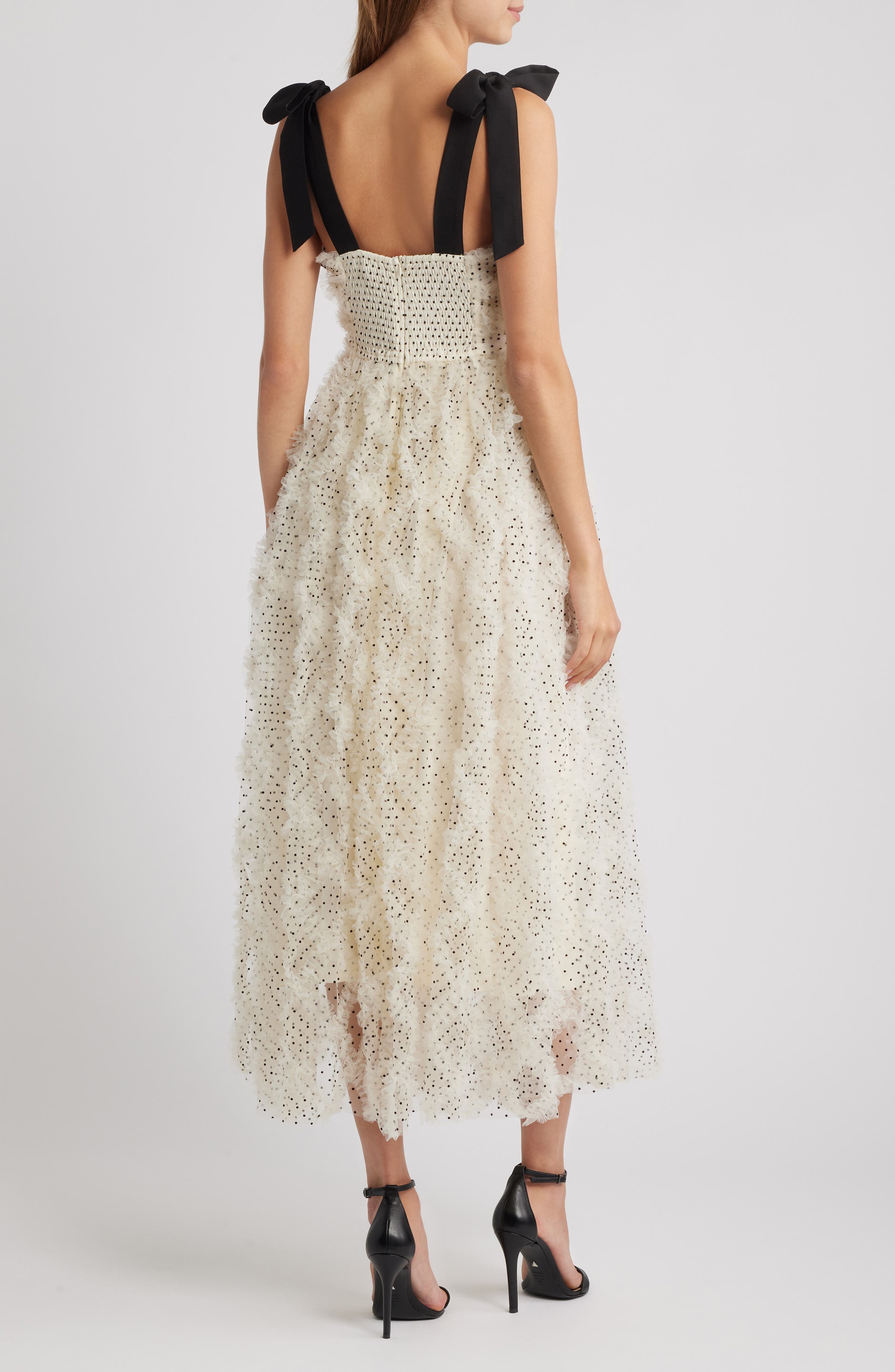 MOON RIVER Tulle Corset Bodice Midi Dress