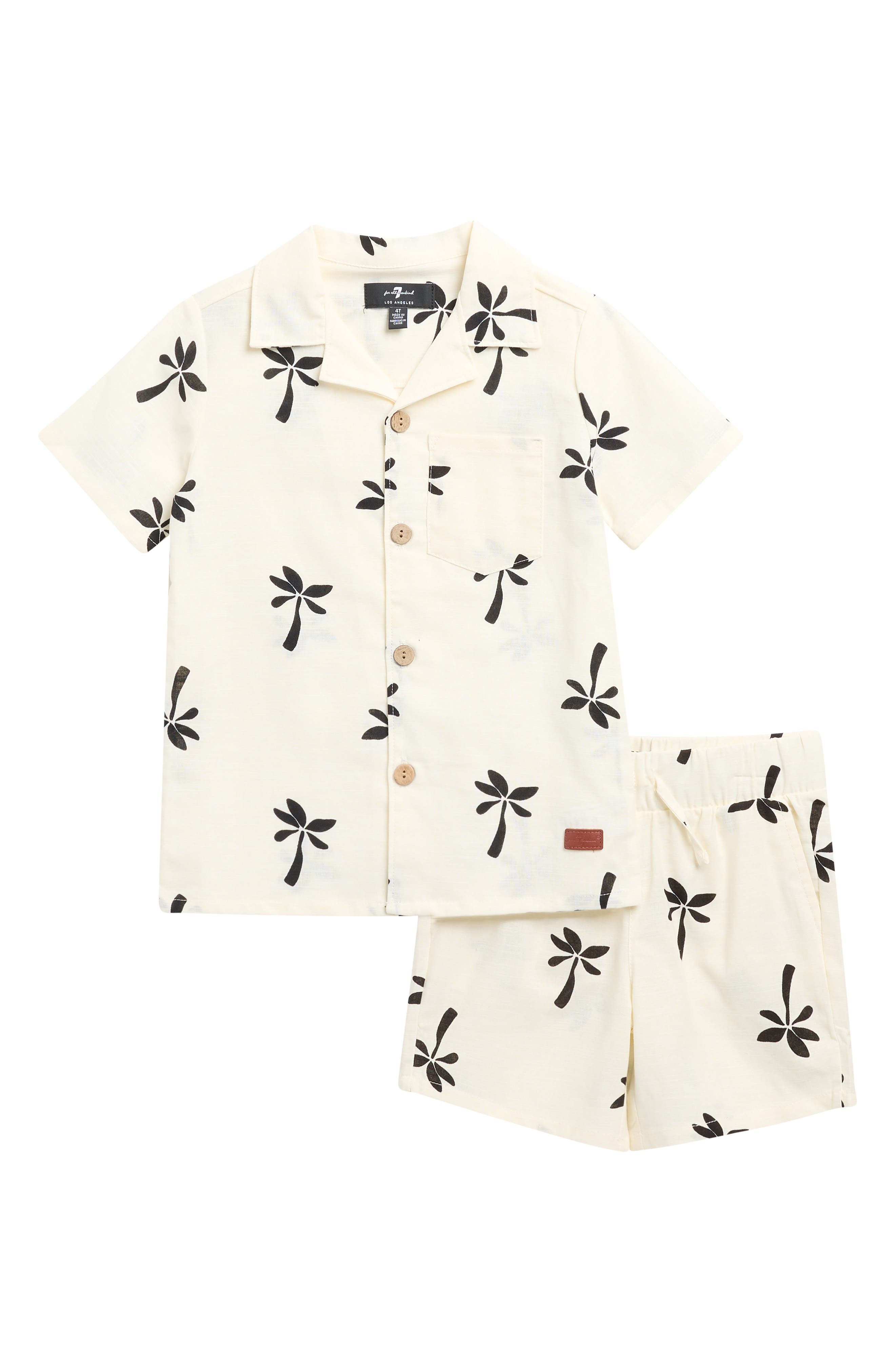 7 For All Mankind Kids' Cotton & Linen Shirt & Shorts Set