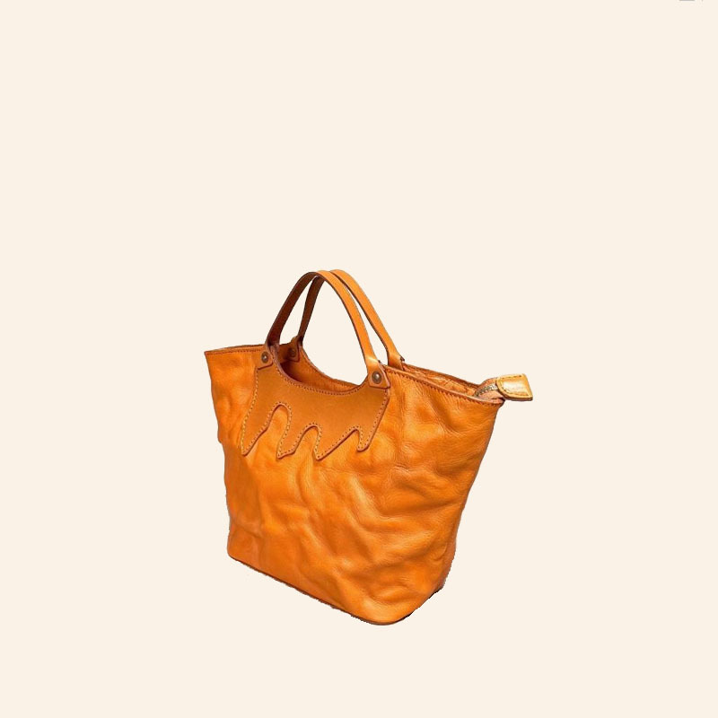 Cognac Mini Wavy Tote Bag Women