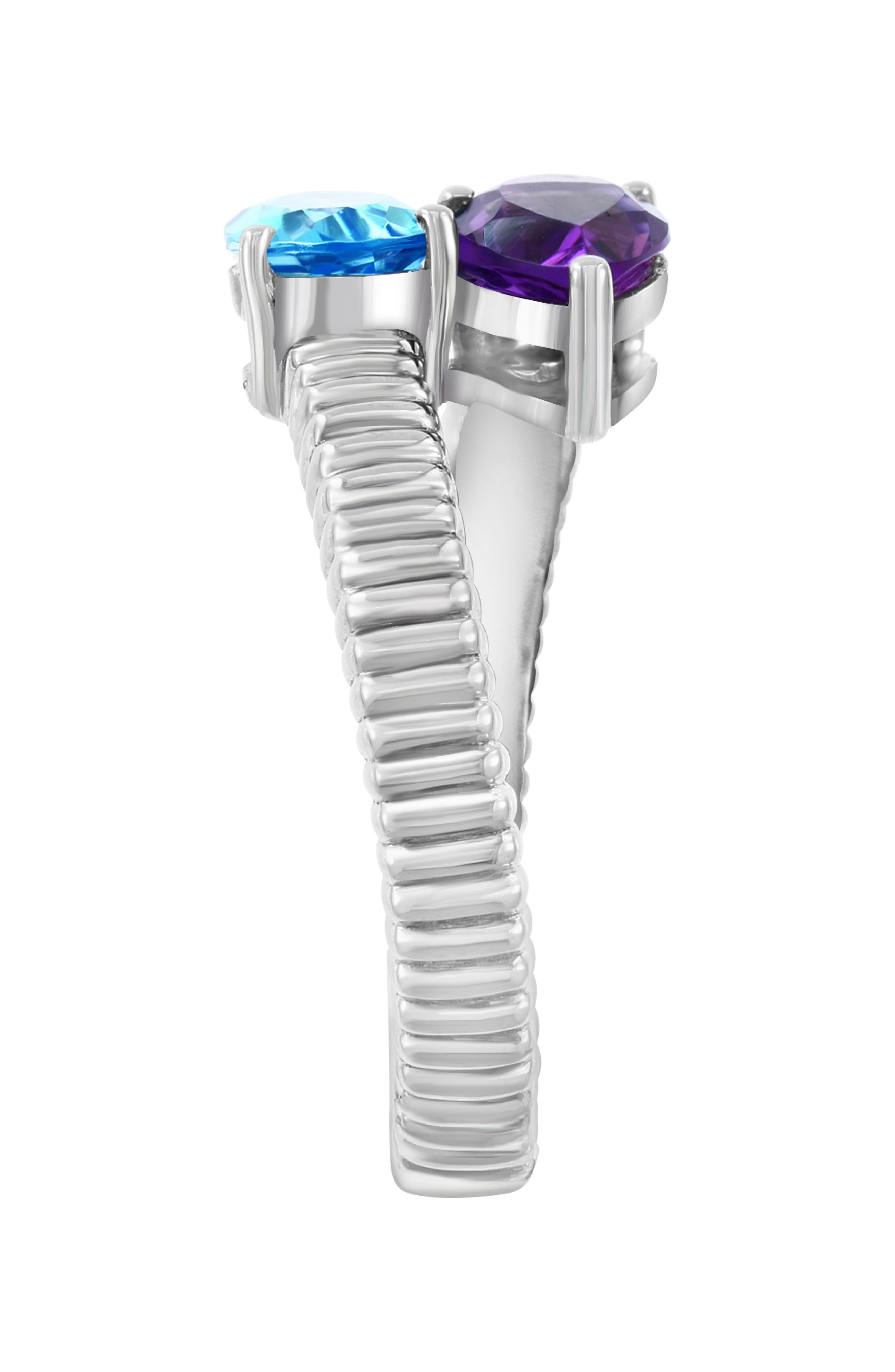 EFFY Sterling Silver Amethyst & Blue Topaz Bypass Ring