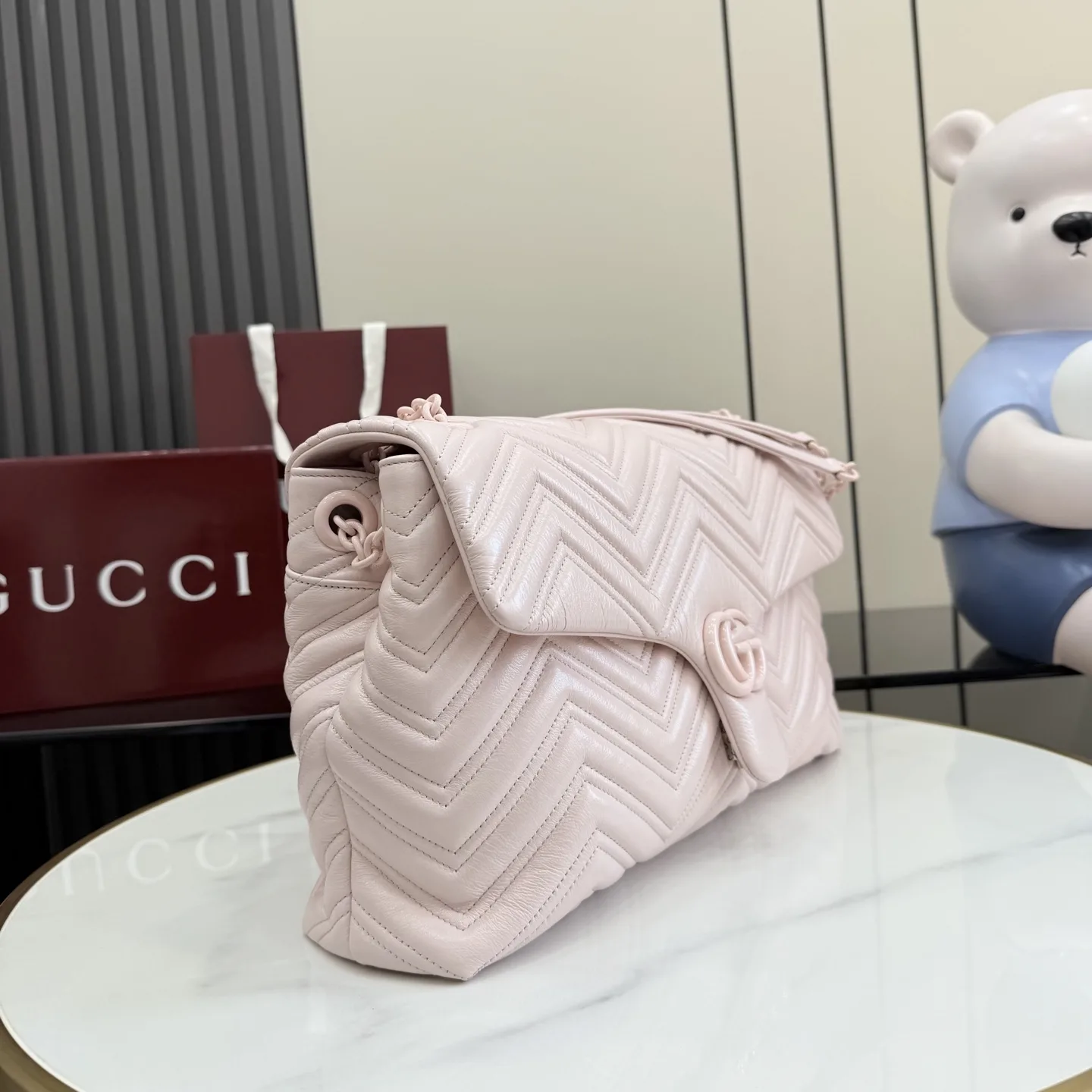 Gucci Marmont Pink GG Supreme Canvas Shoulder Bag product photo from LabelPicks