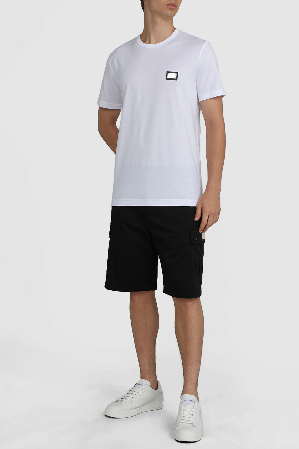 DOLCE & GABBANA חולצת טי עם לוגו מטאלי