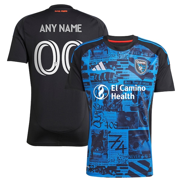 San Jose Earthquakes adidas 2025 Headliner Replica Custom Jersey - Black