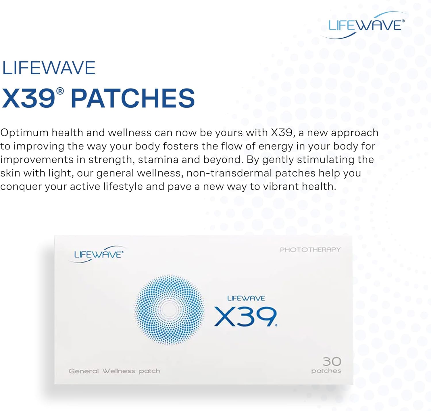 LifeWave X39 Patches - Supports Improvements in Strength and Stamina - Supports Improved Exercise Performance - No Drugs or Stimulants - Innovative Patch Technology for Enhanced Wellness - 30 Patches