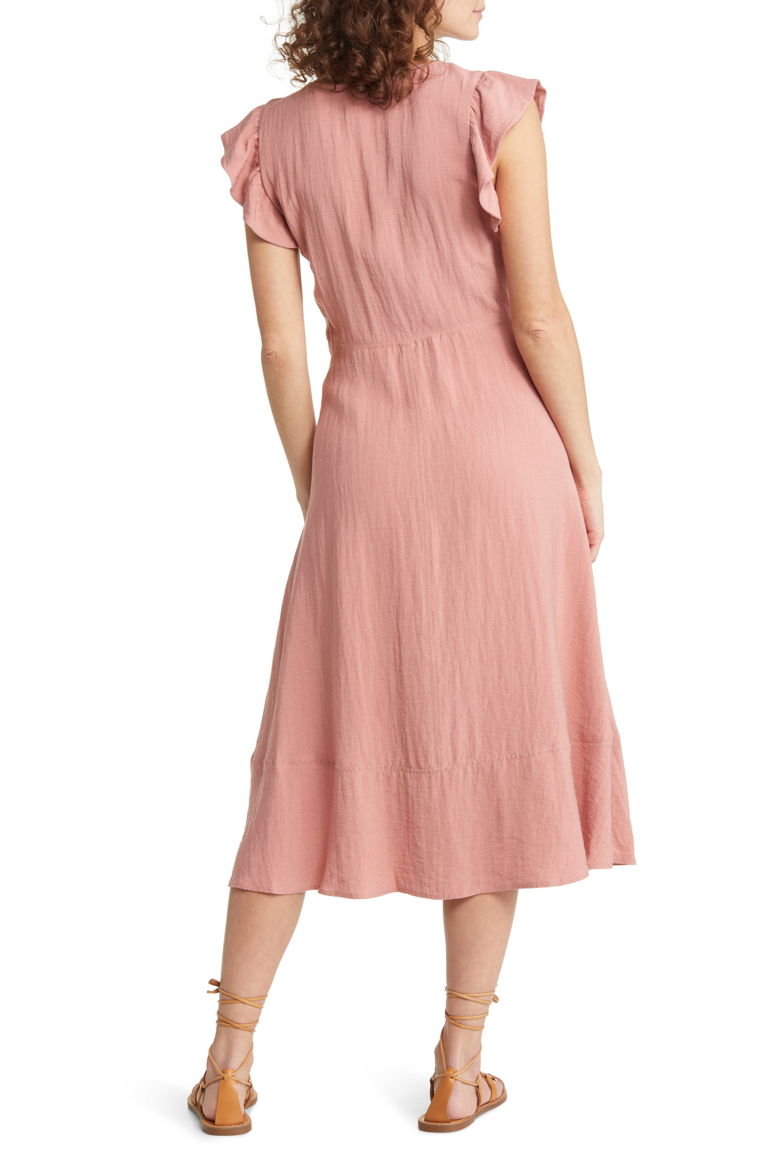 Treasure & Bond Flutter Sleeve V-Neck Midi Dress