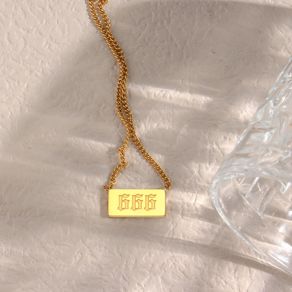 2022 New Square 666 Necklace 18k Gold