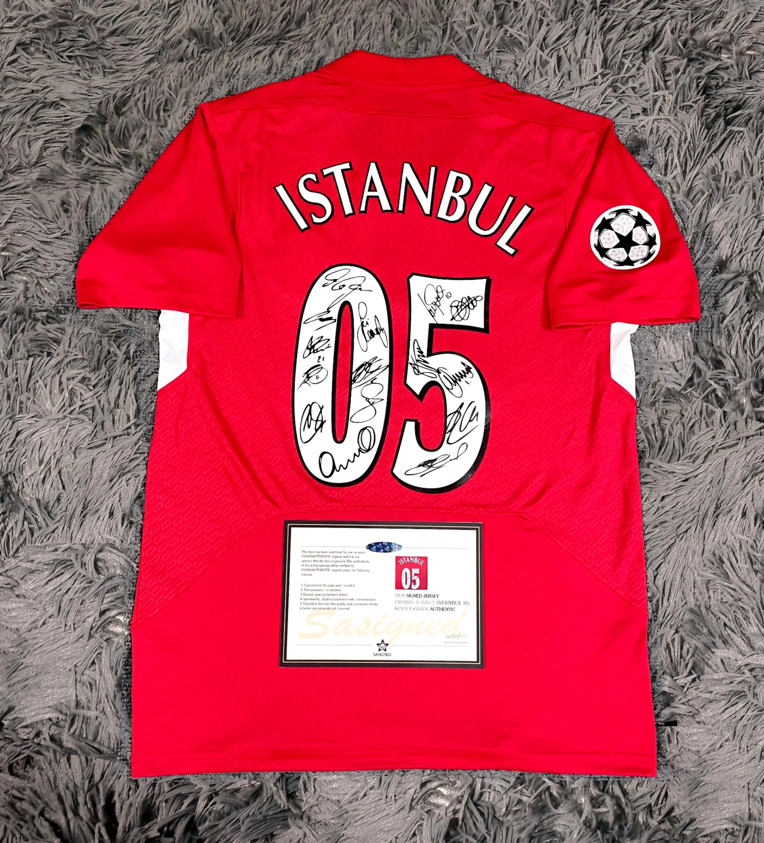 Liverpool FULL 2005 SIGNED Istanbul Squad Signature Jersey/Shirt - COA - 04/05
