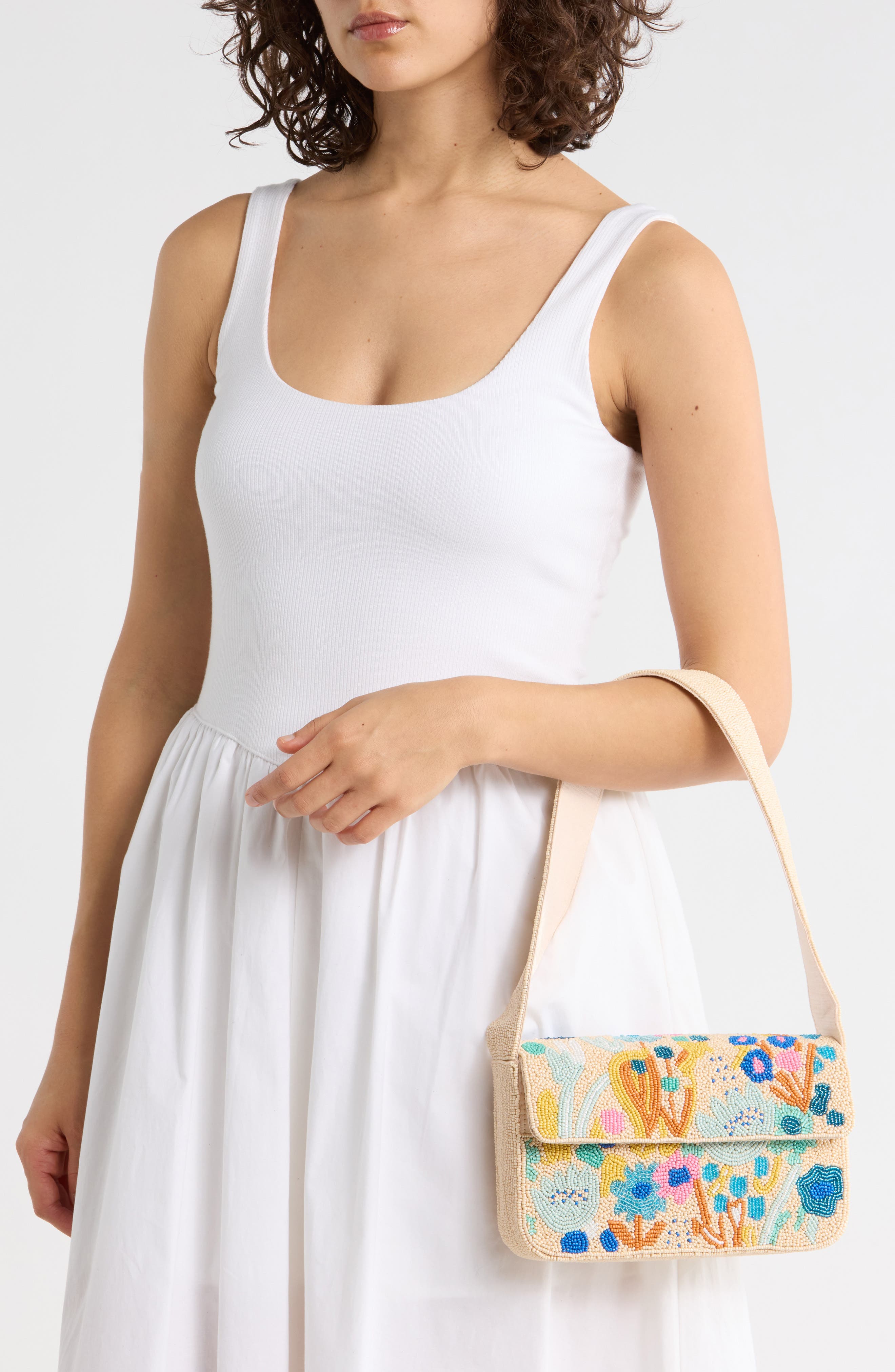 Collection XIIX Beaded Abstract Floral Shoulder Bag