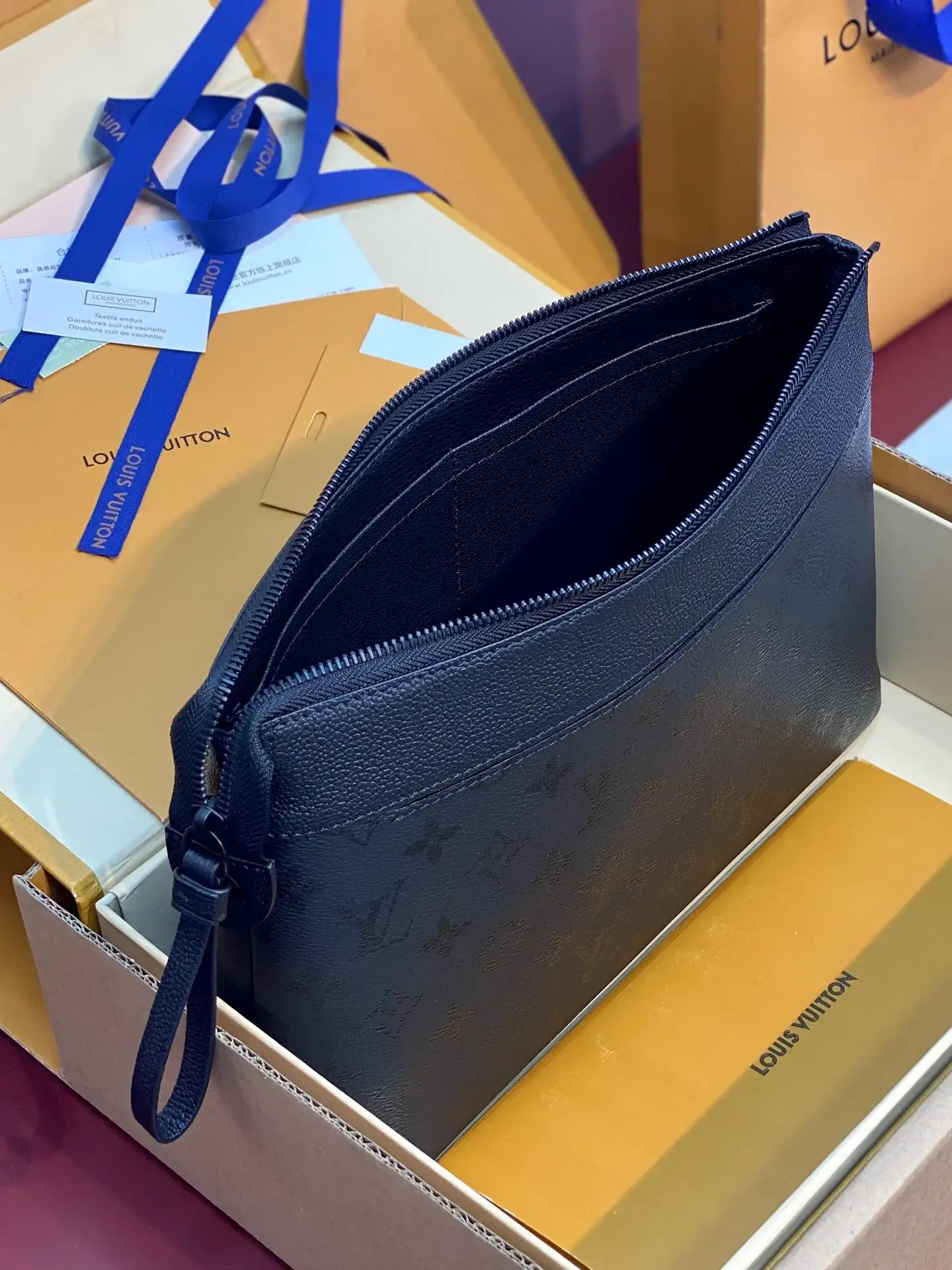 Louis Vuitton Black Pochette Canvas and Leather Clutch product photo from LabelPicks