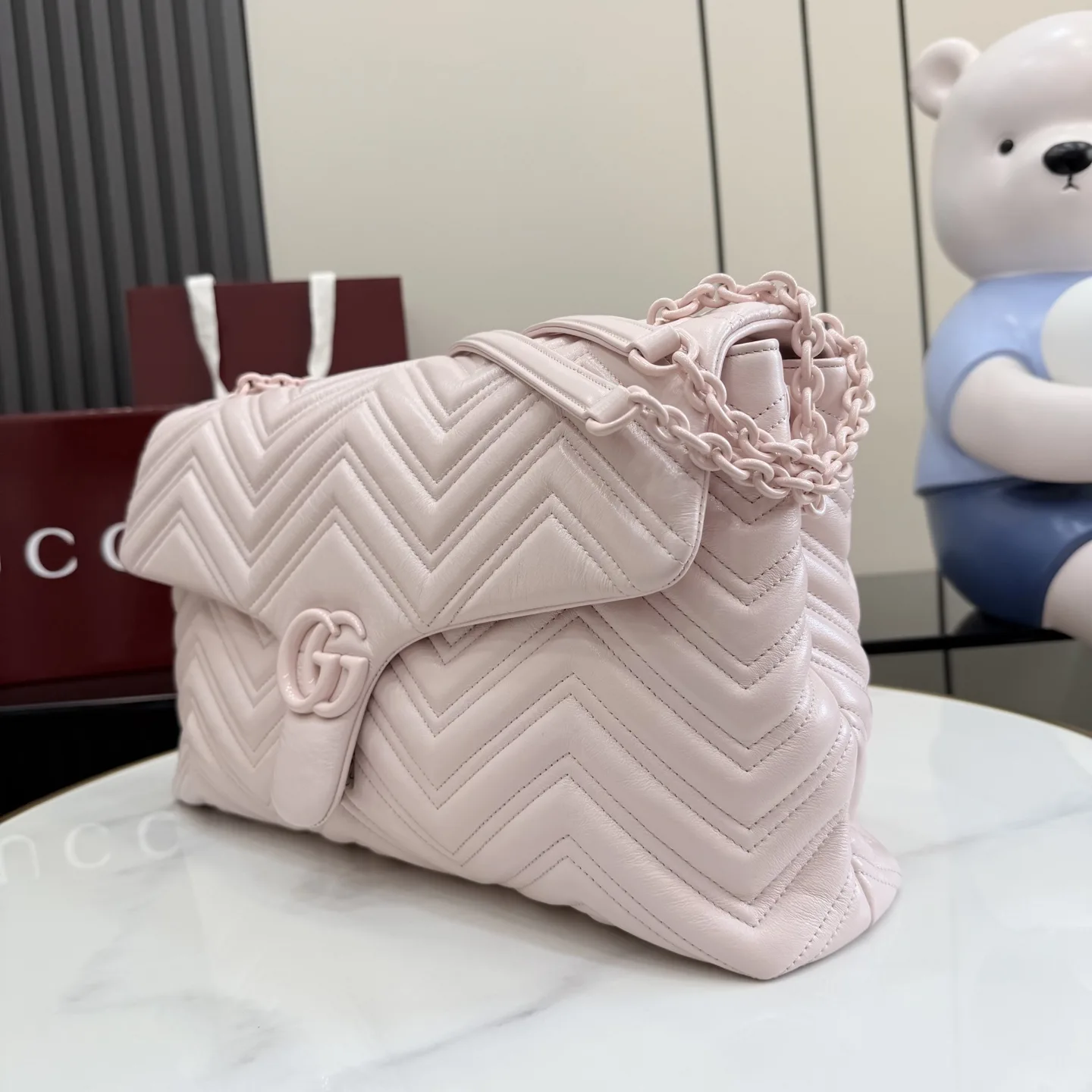 Gucci Marmont Pink GG Supreme Canvas Shoulder Bag product photo from LabelPicks