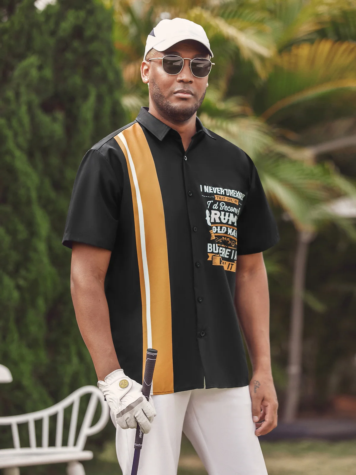 Grumpy Old Man Chest Pocket Short Sleeve Bowling Shirt