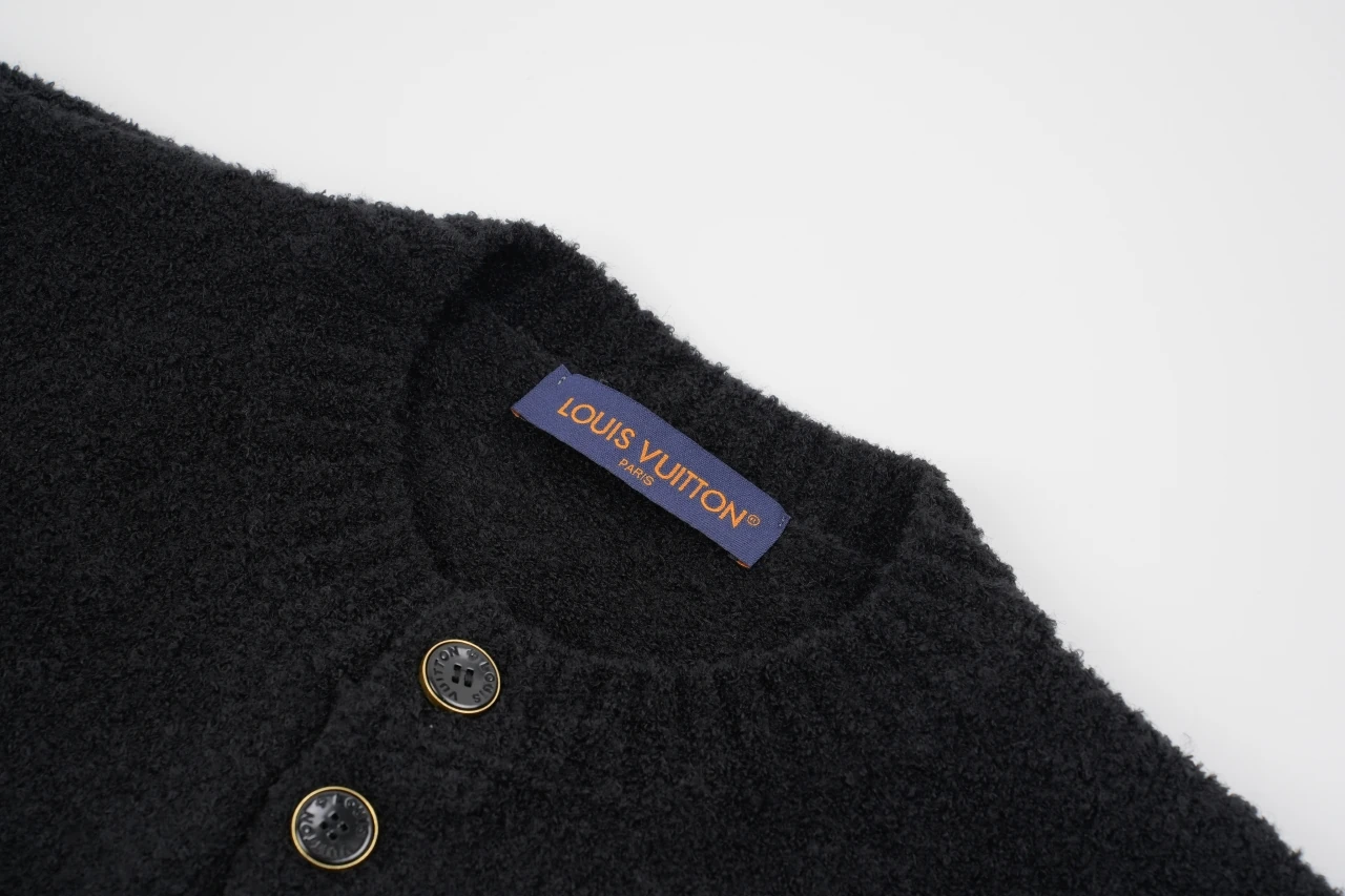 Louis Vuitton Black Intarsia Logo Wool Cardigan product photo from LabelPicks
