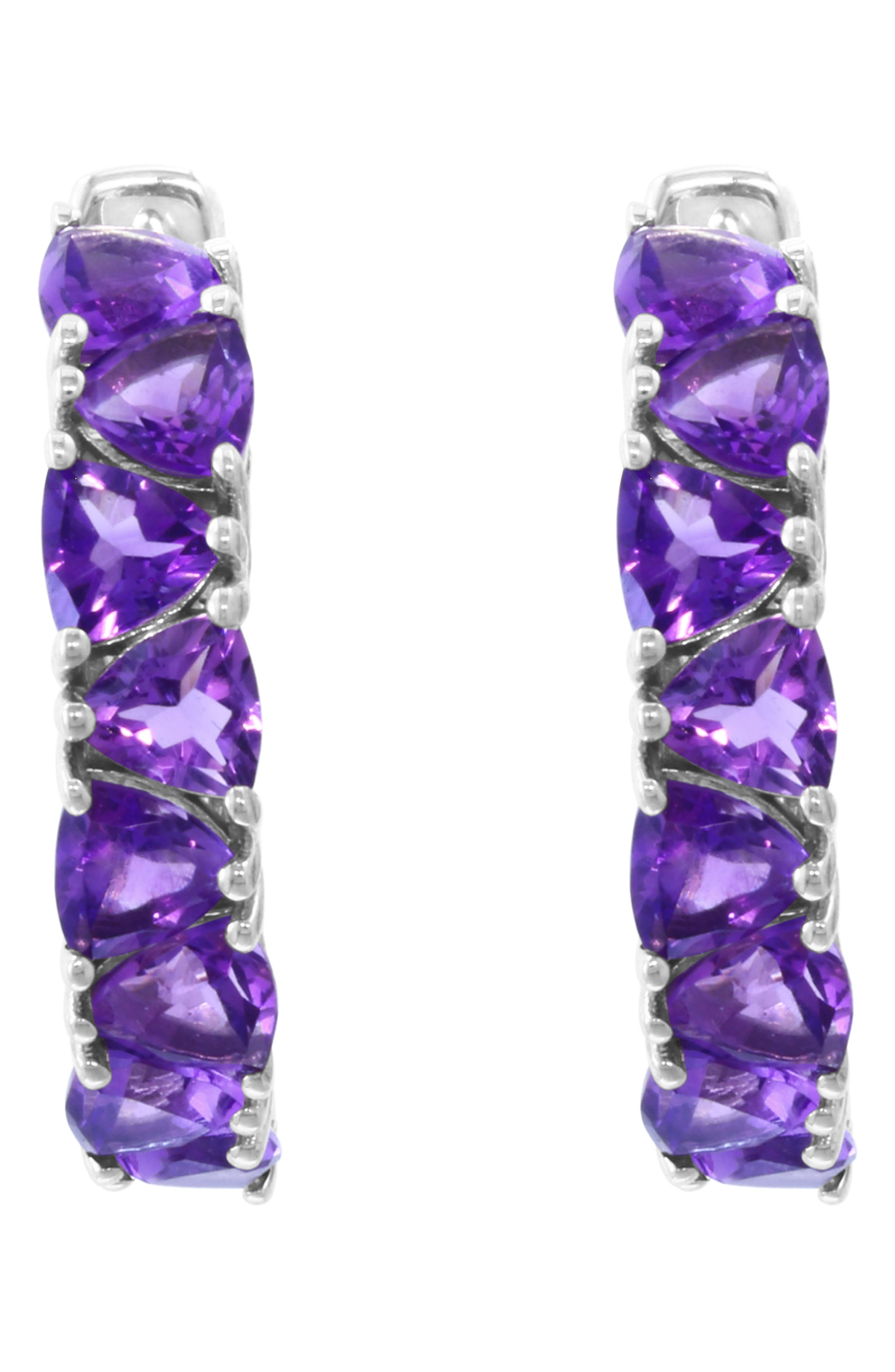 EFFY Sterling Silver Amethyst Hoop Earrings