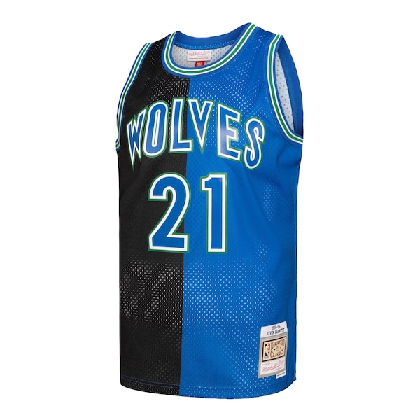 Kevin Garnett Minnesota Timberwolves Hardwood Classics 1995/96 Split Swingman Jersey - Black/Blue