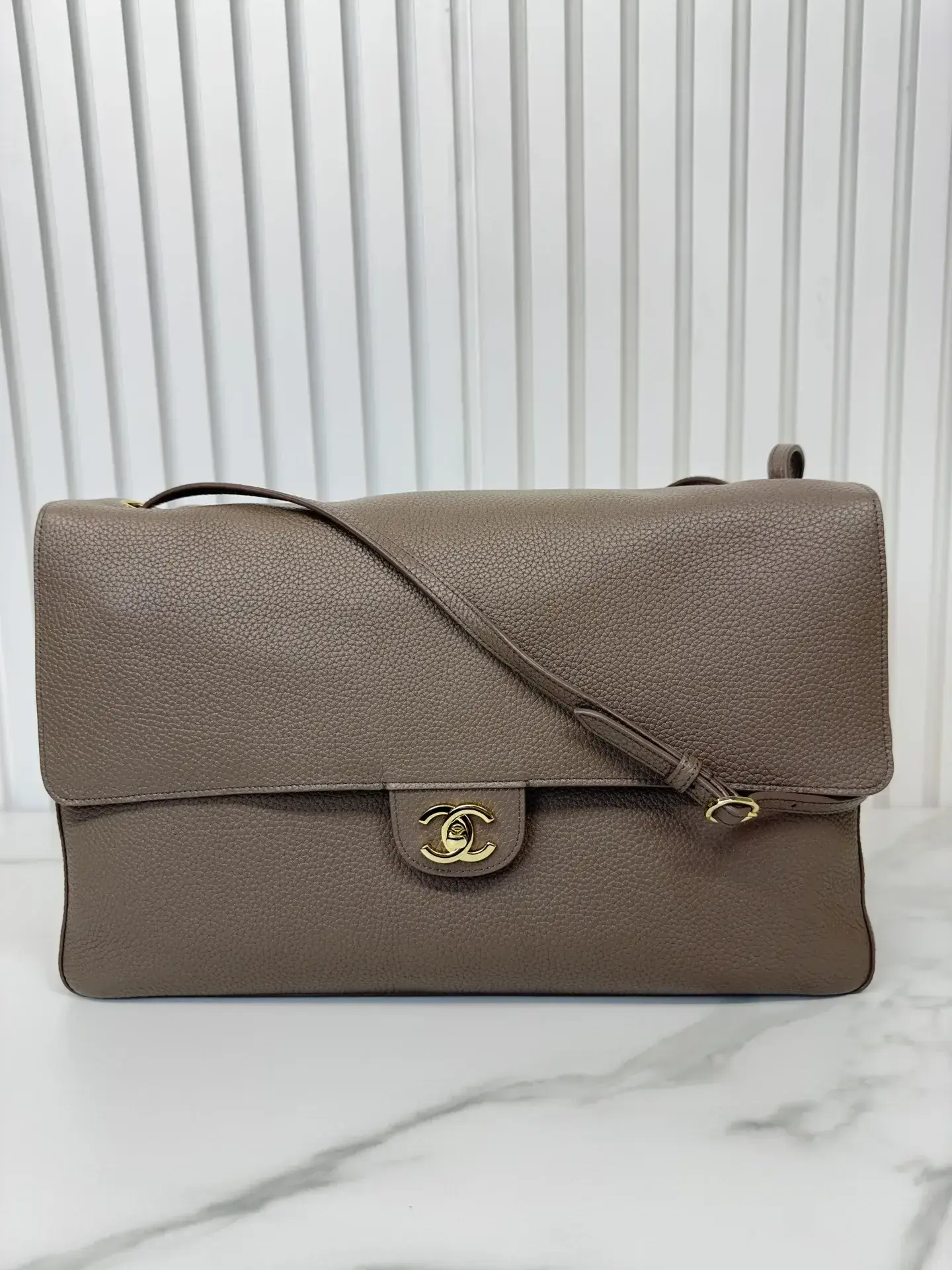 Chanel Classic Flap Brown Grained Leather Shoulder Bag product photo from LabelPicks