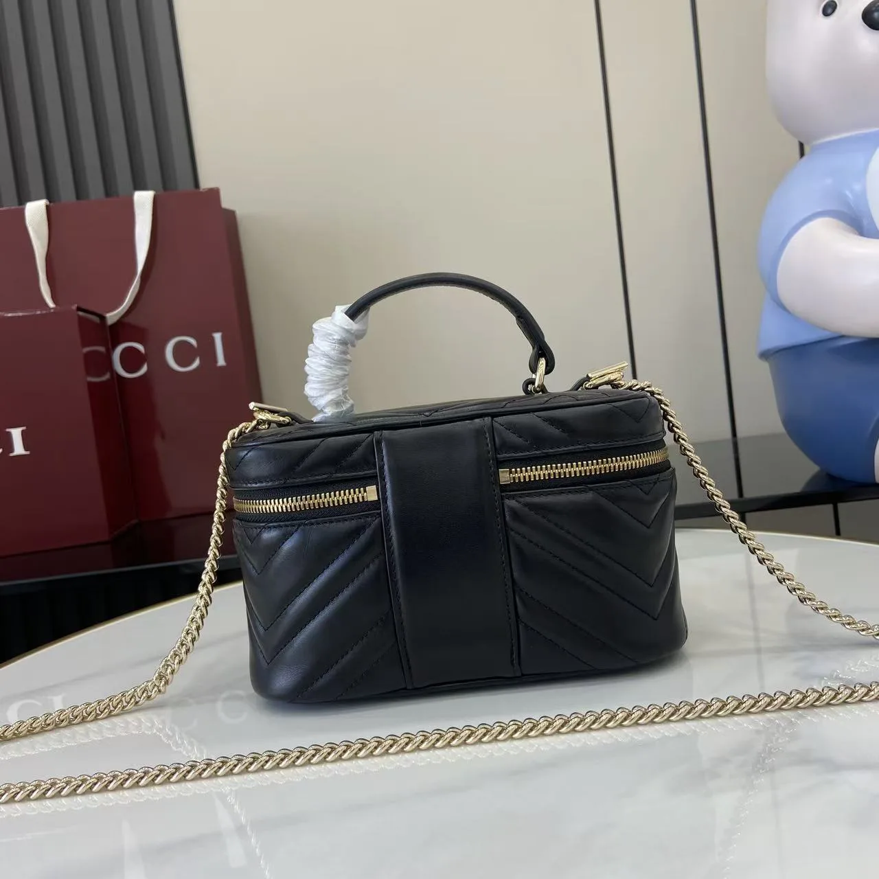 Gucci Black Marmont GG Supreme Canvas Top Handle Bag product photo from LabelPicks