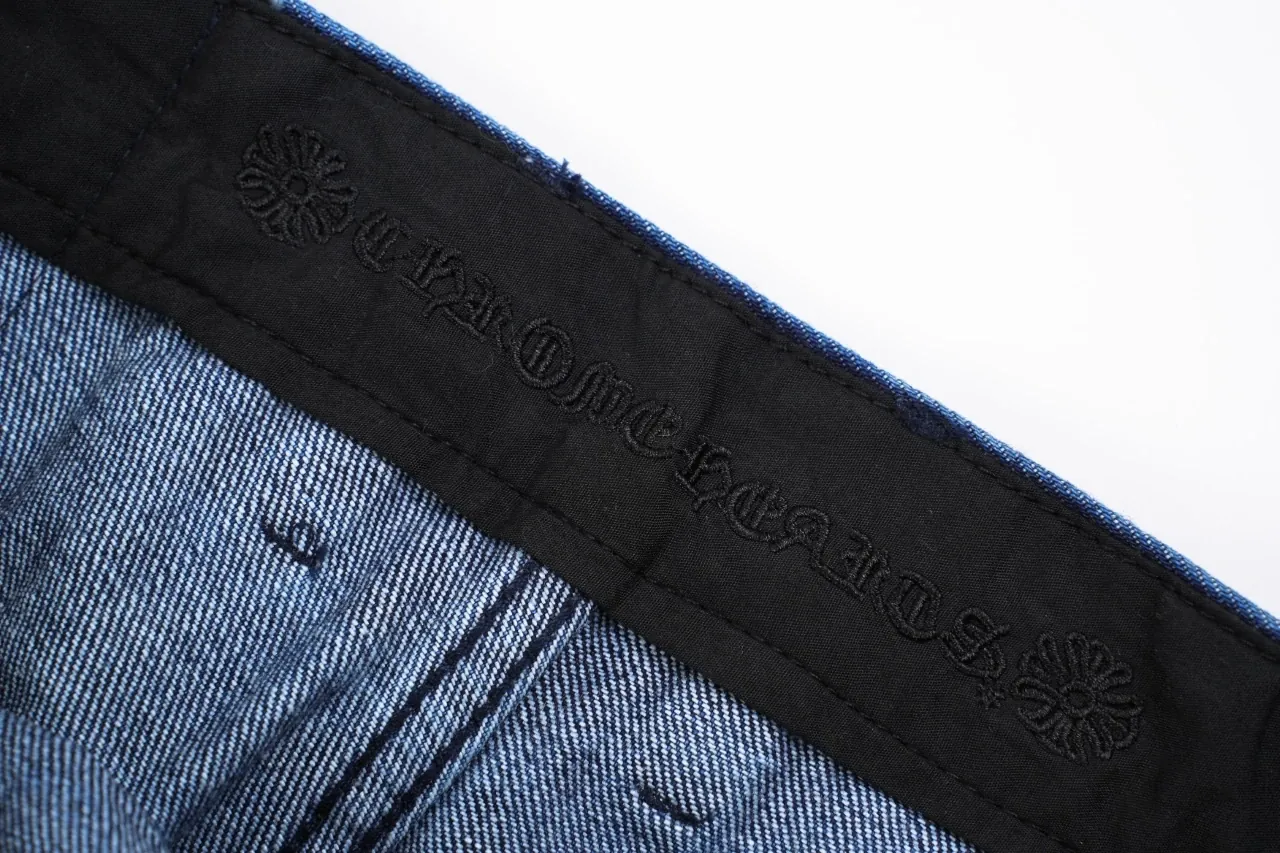 Chrome Hearts Blue Flame Cross Leather Patch Jeans product photo from LabelPicks