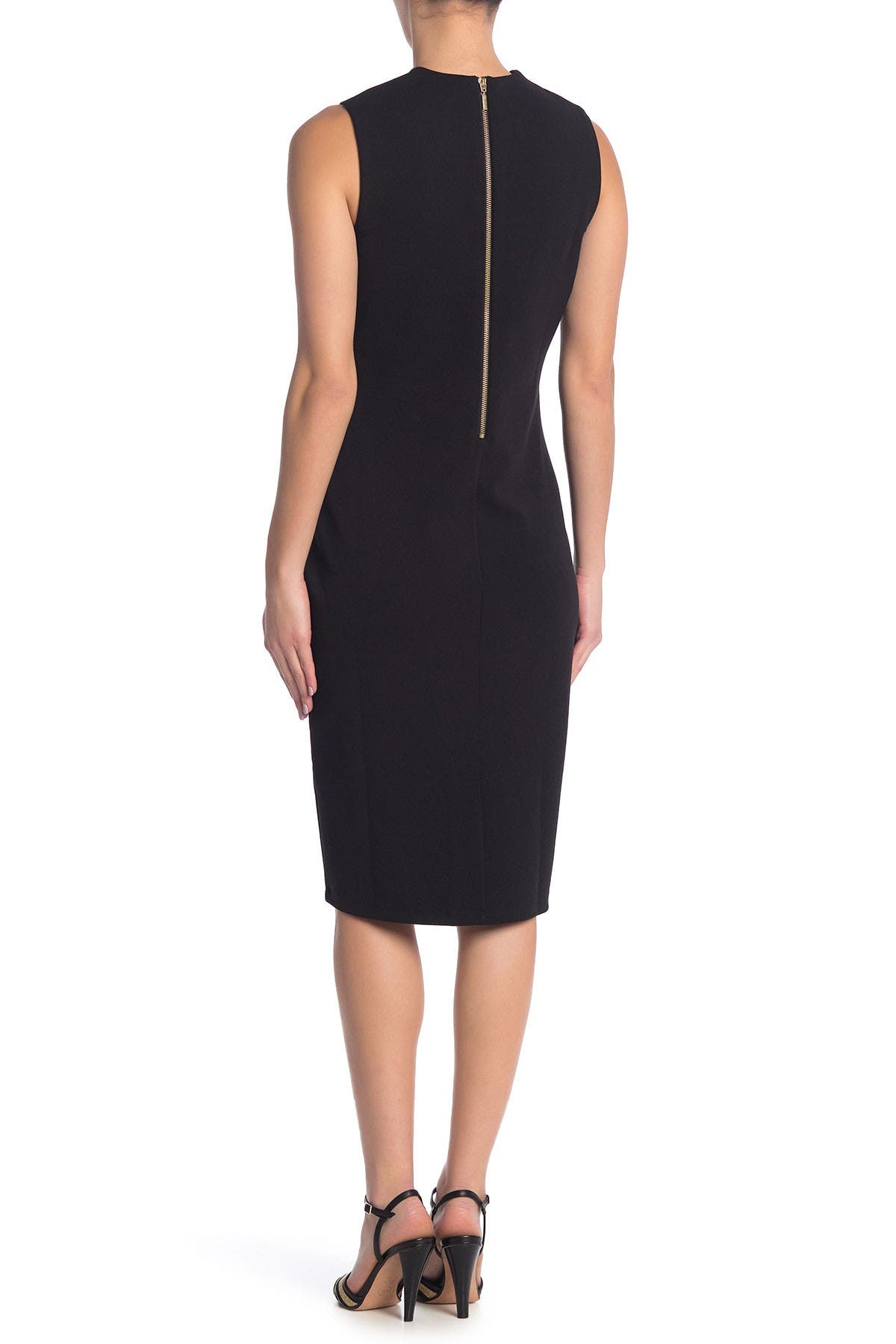 Nina Leonard U-Neck Sleeveless Sheath Dress