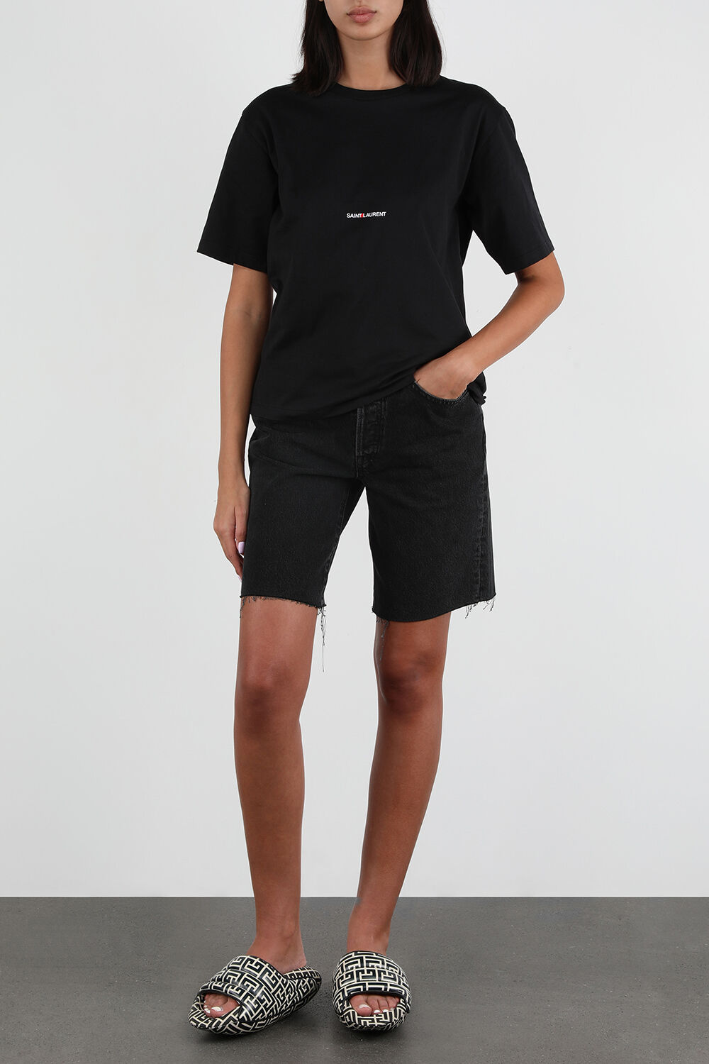 SAINT LAURENT חולצת לוגו טי קלאסית