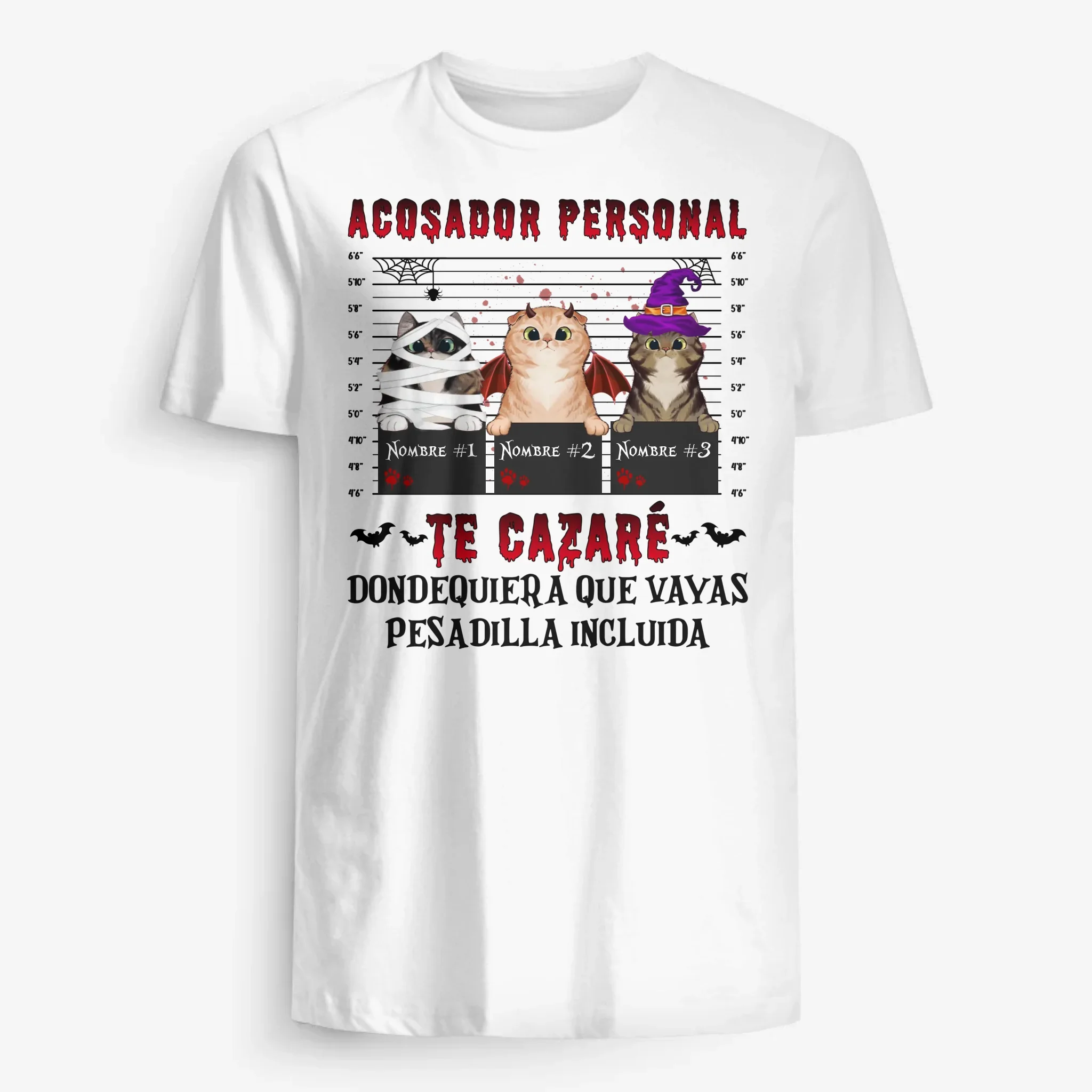 Personalizar Camisetas Para Amantes de los gatos | Personalizado Regalos Para Amante De Los Gatos | Acosador personal Te cazaré dondequiera que vayas