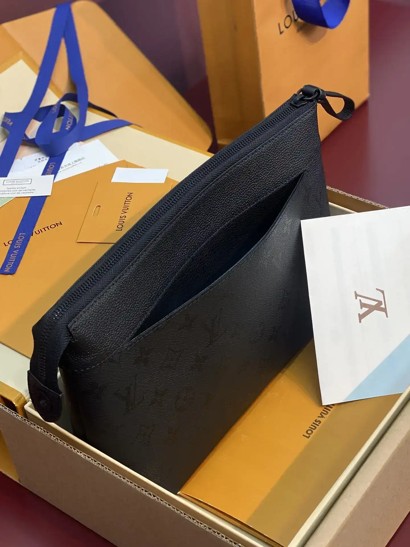 Louis Vuitton Black Pochette Canvas and Leather Clutch product photo from LabelPicks