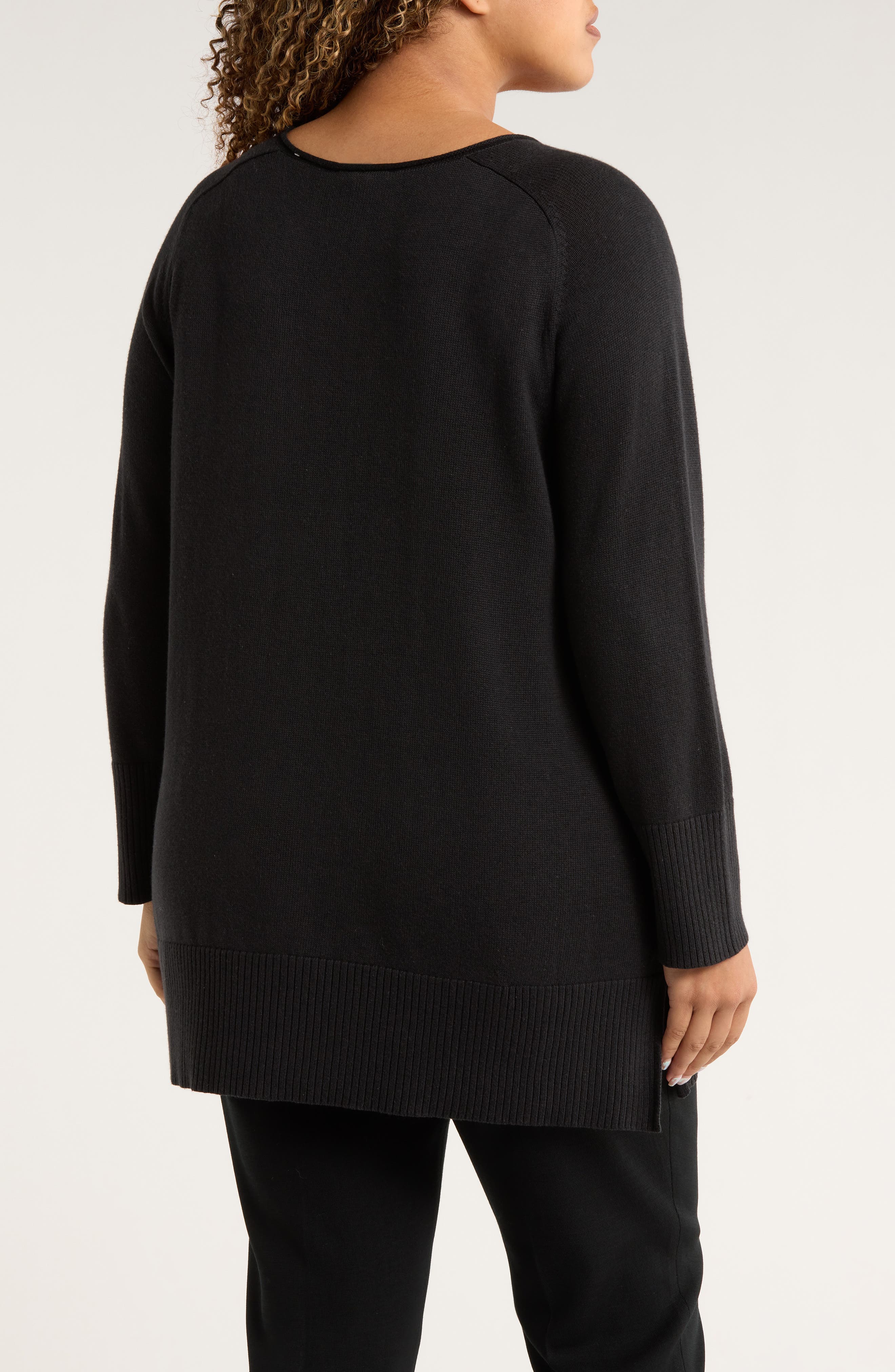 Eileen Fisher V-Neck Cotton Blend Sweater