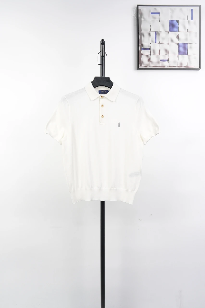 Ralph Lauren White Pony Embroidered Plain Knit Polo Shirt product photo from LabelPicks