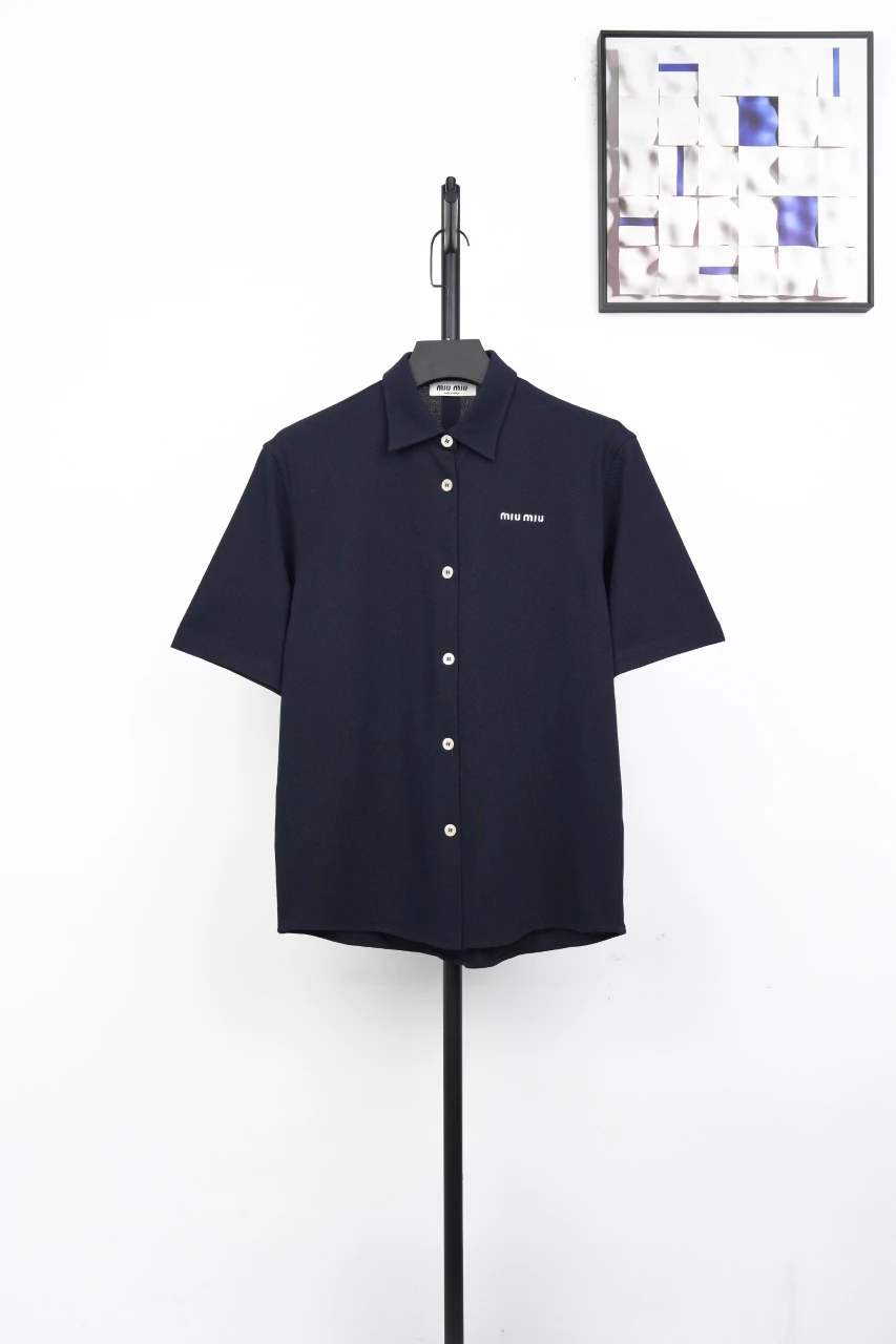 Miu Miu Navy Short Sleeve Shirt product photo from LabelPicks