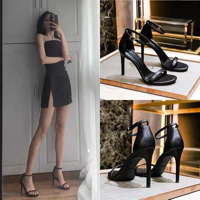High heels, new slim heels, spring black sandals, summer nymphs