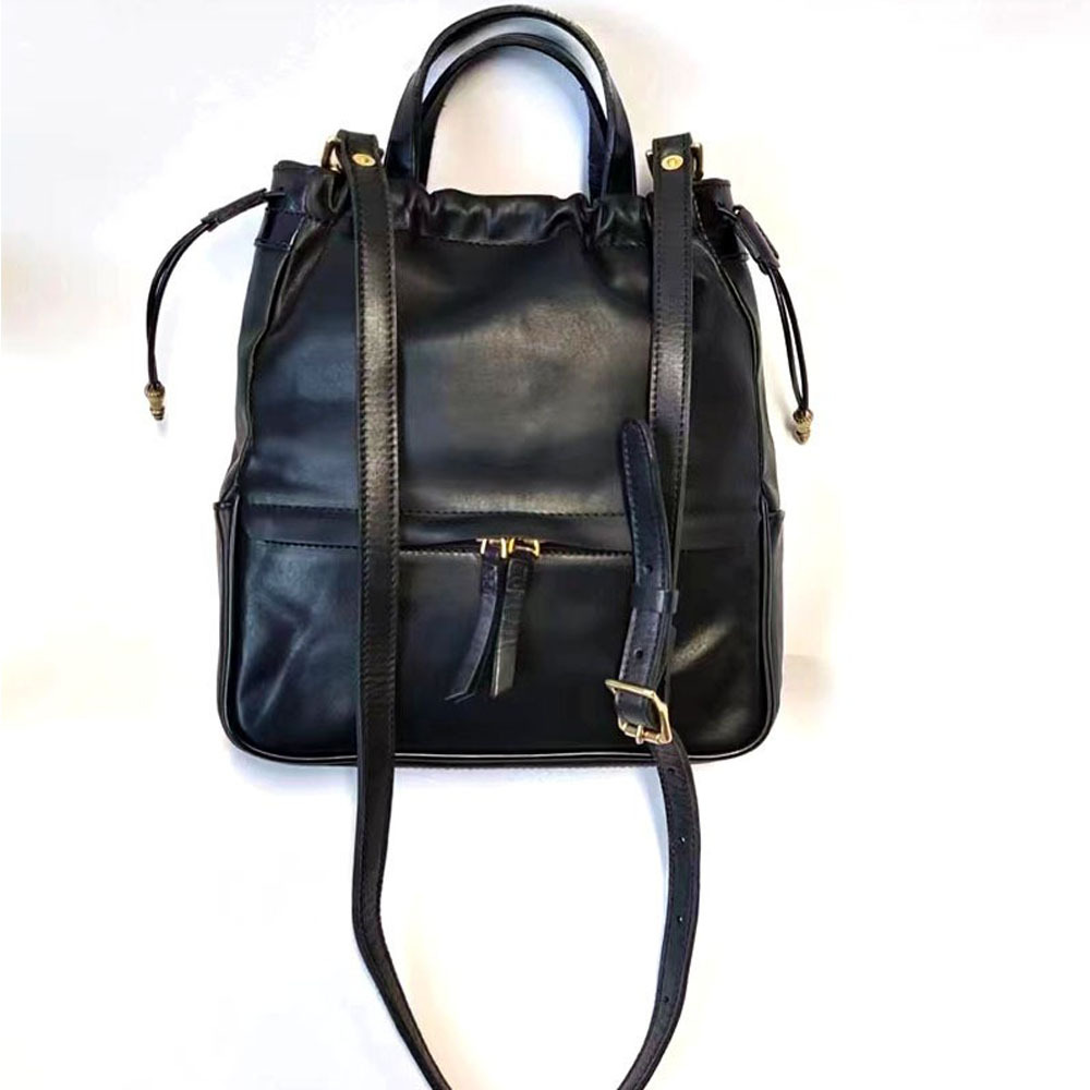 Black Convertible Drawstring Backpack