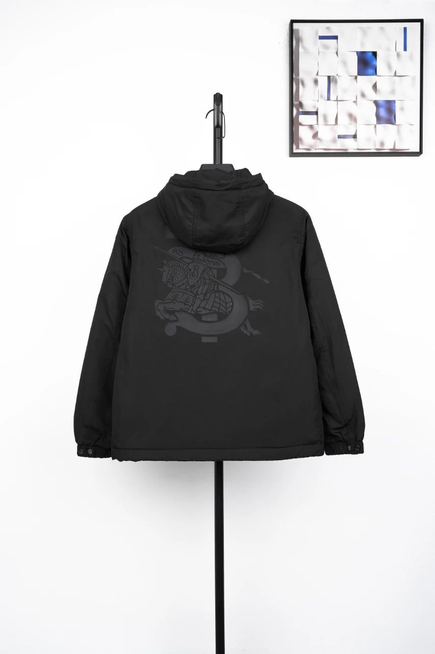 Burberry Black Equestrian Knight Print Hooded Jacket product photo from LabelPicks