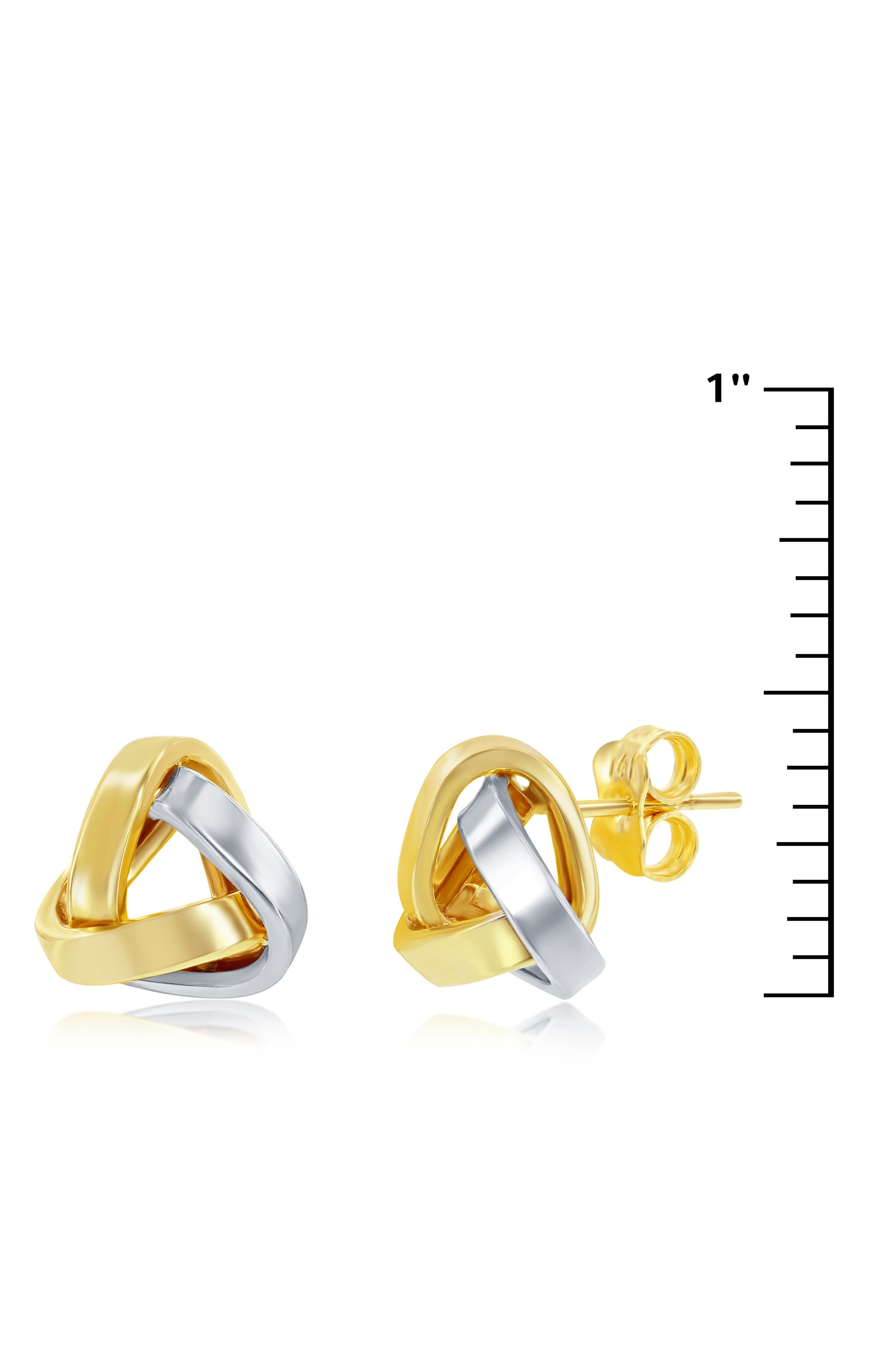 SIMONA 14K Two-Tone Gold Love Knot Stud Earrings