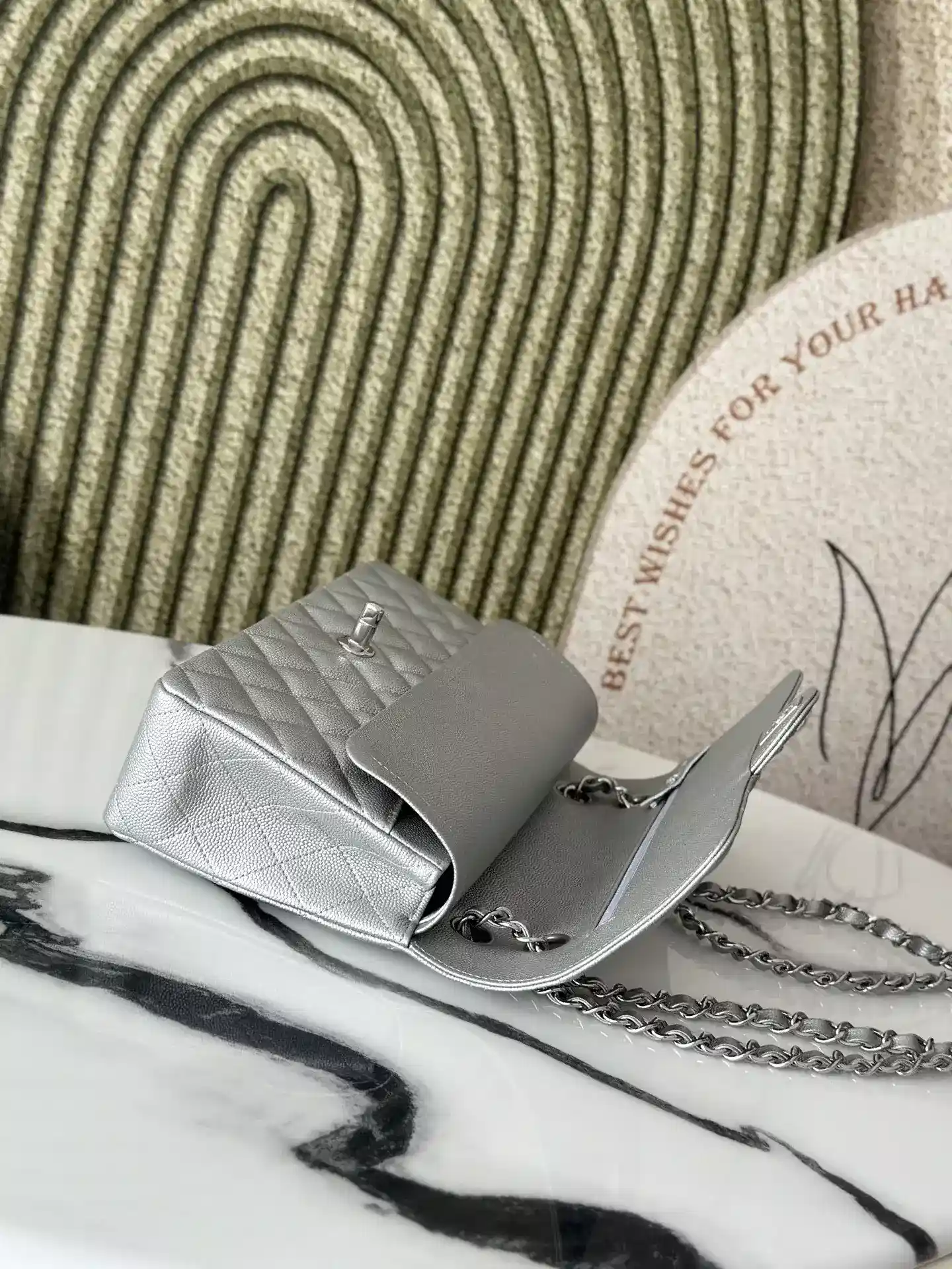 Chanel Classic Flap Silver Calfskin Shoulder Bag product photo from LabelPicks