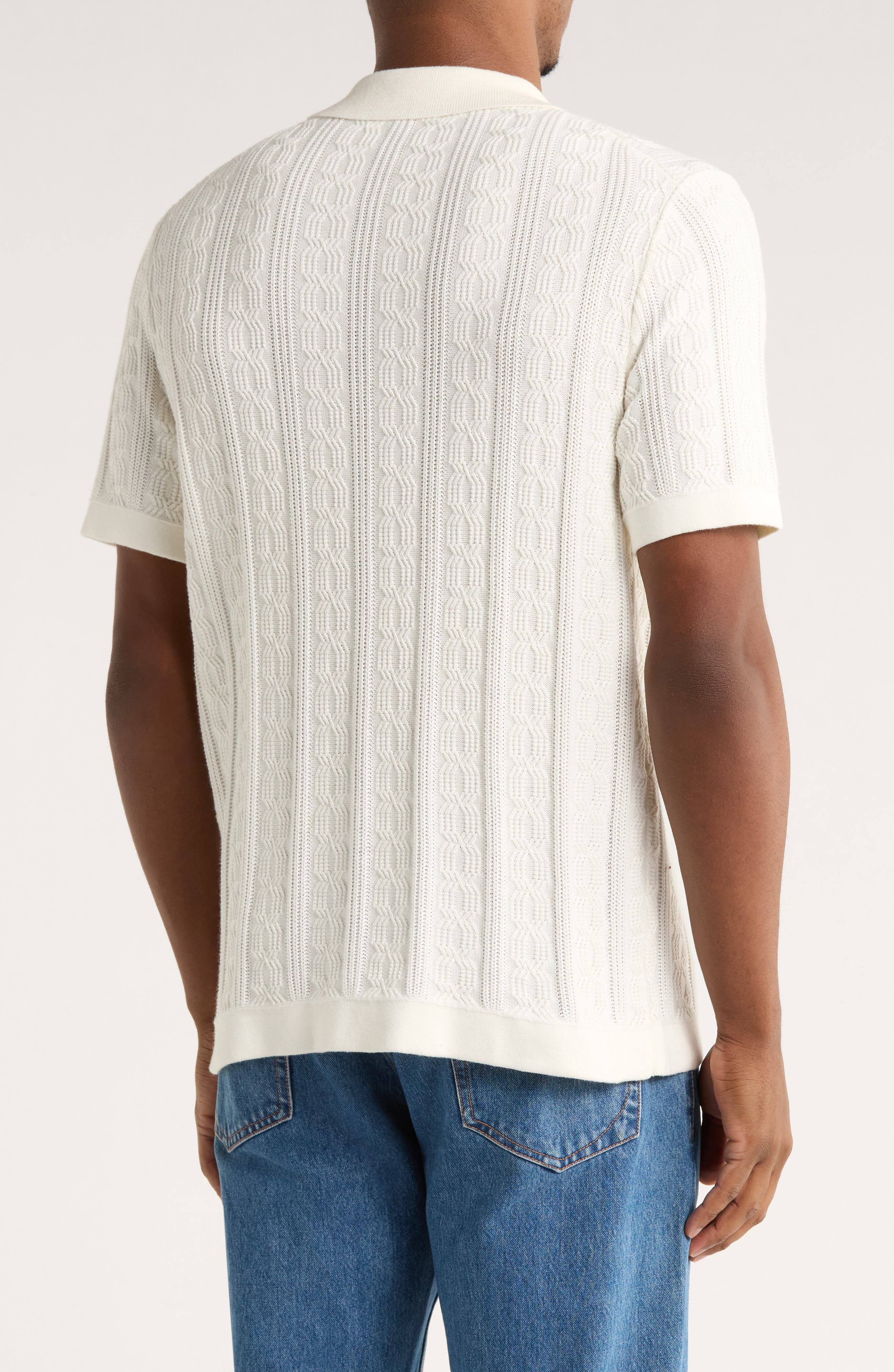 TRUTH Short Sleeve Cable Knit Button-Up Shirt