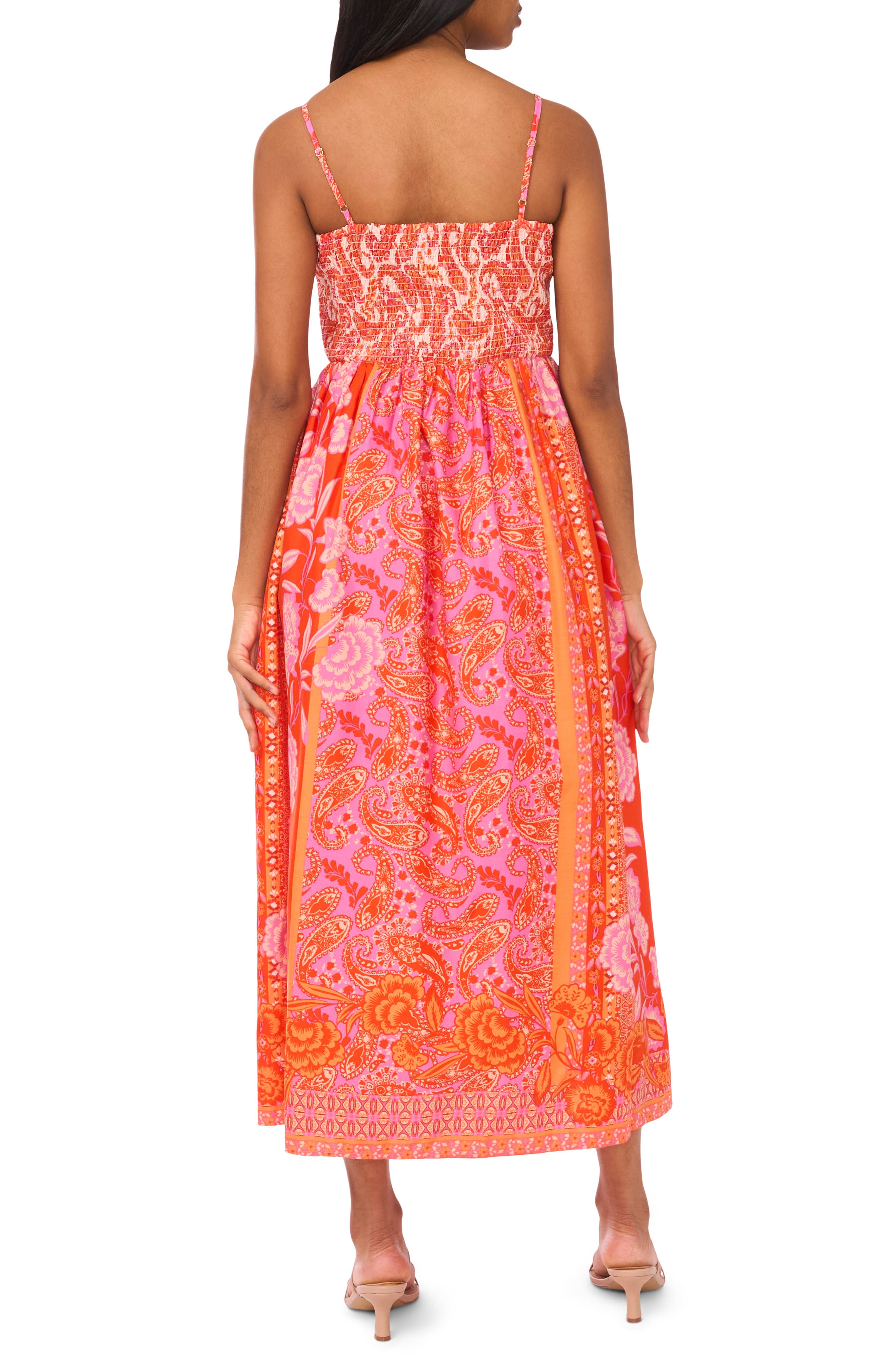 Halogen® Floral Paisley Smocked Cotton Sundress
