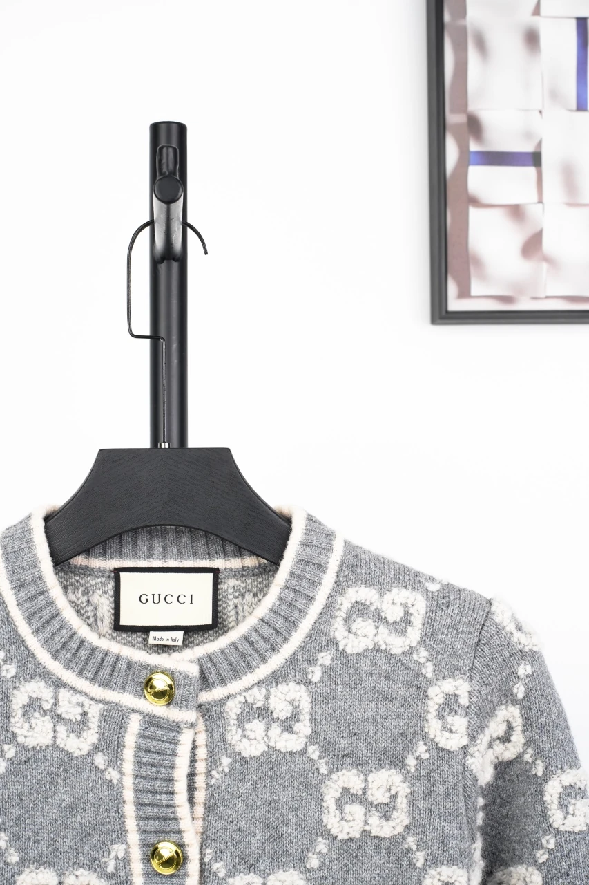 GUCCI Smoke Grey GG Jacquard Wool Cardigan product photo from LabelPicks