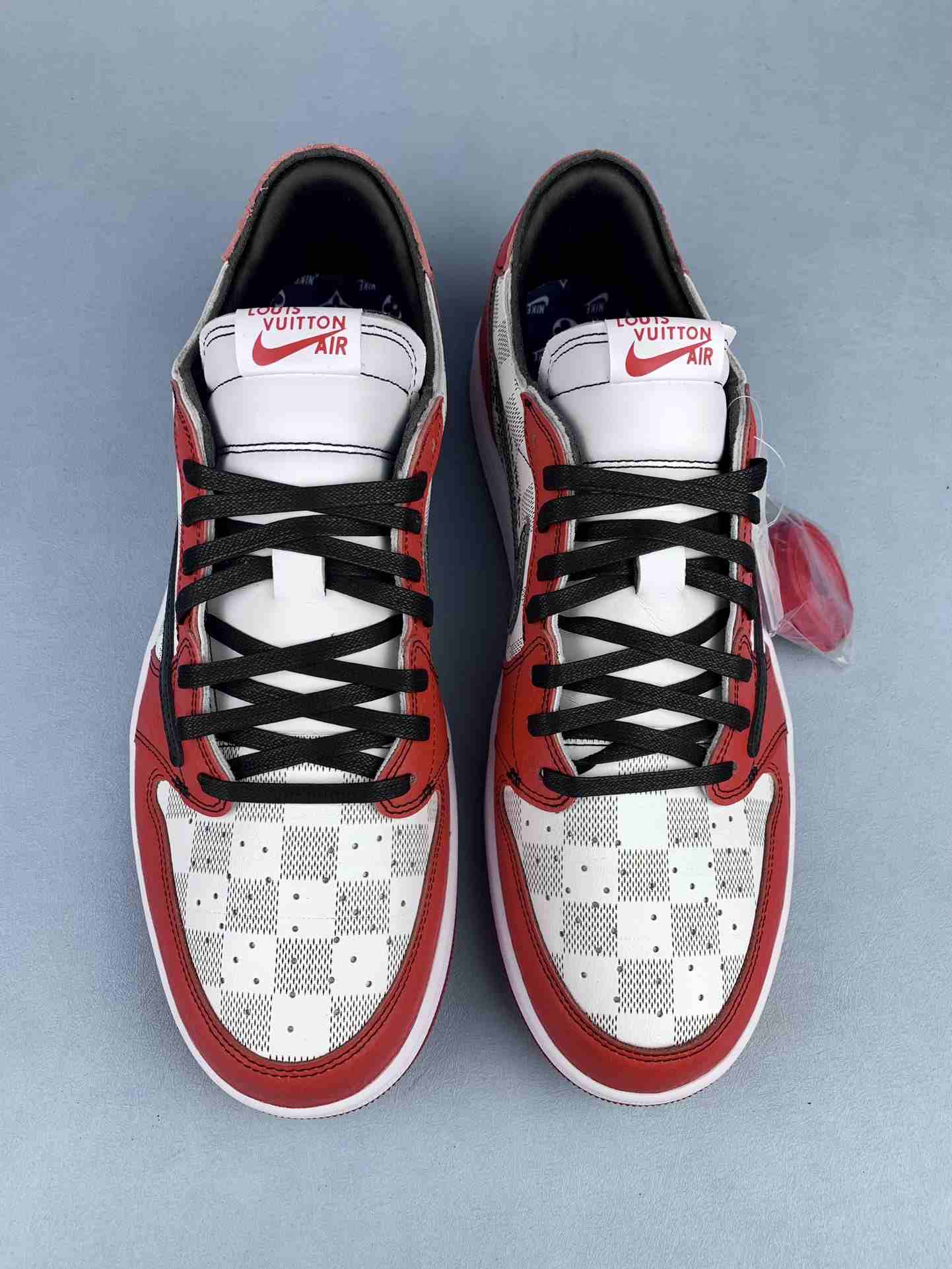 Louis Vuitton-Style Air Jordan 1 Low - Chicago Red, White and Black
