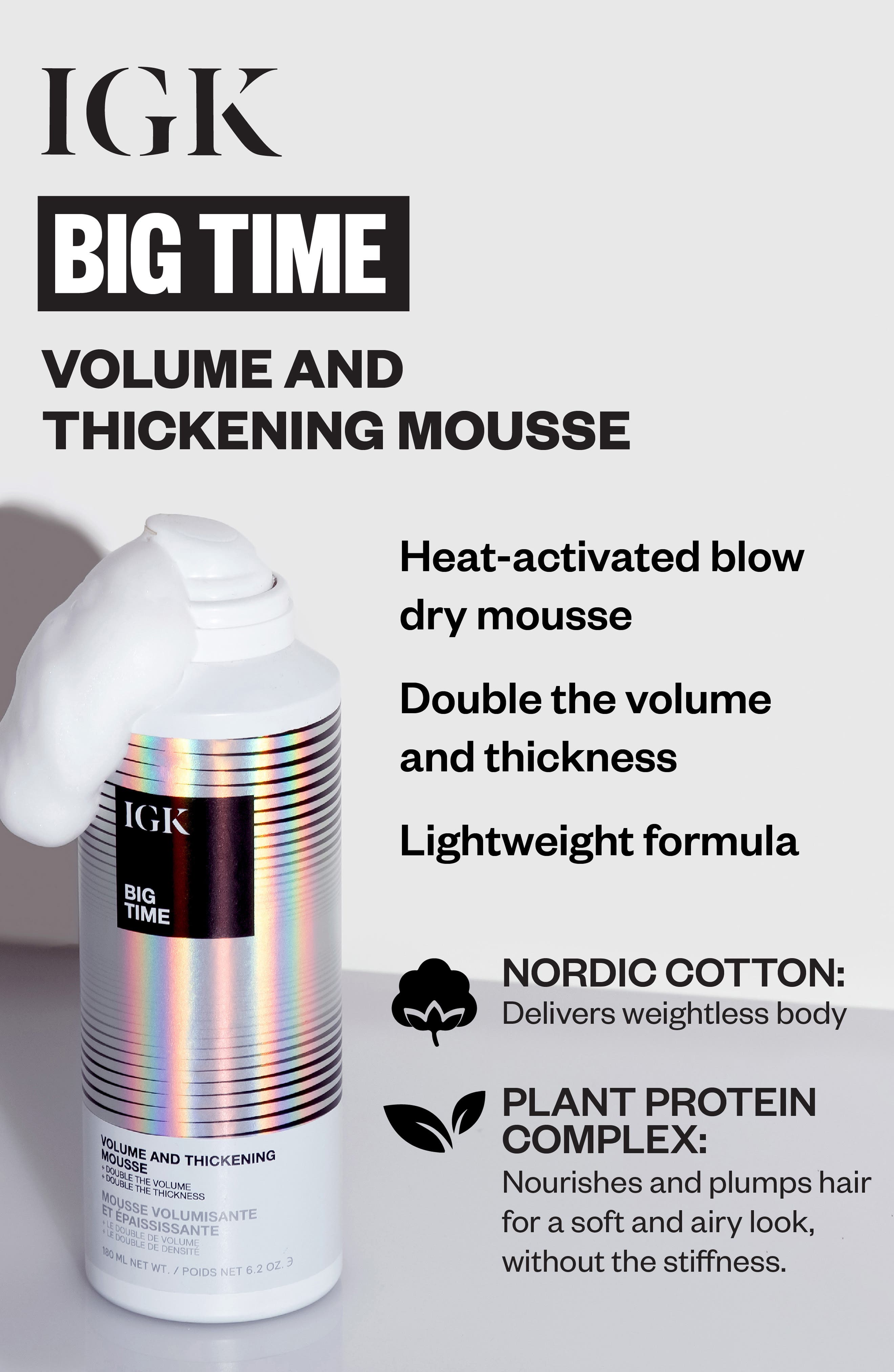 IGK Big Time Volume & Thickening Hair Mousse