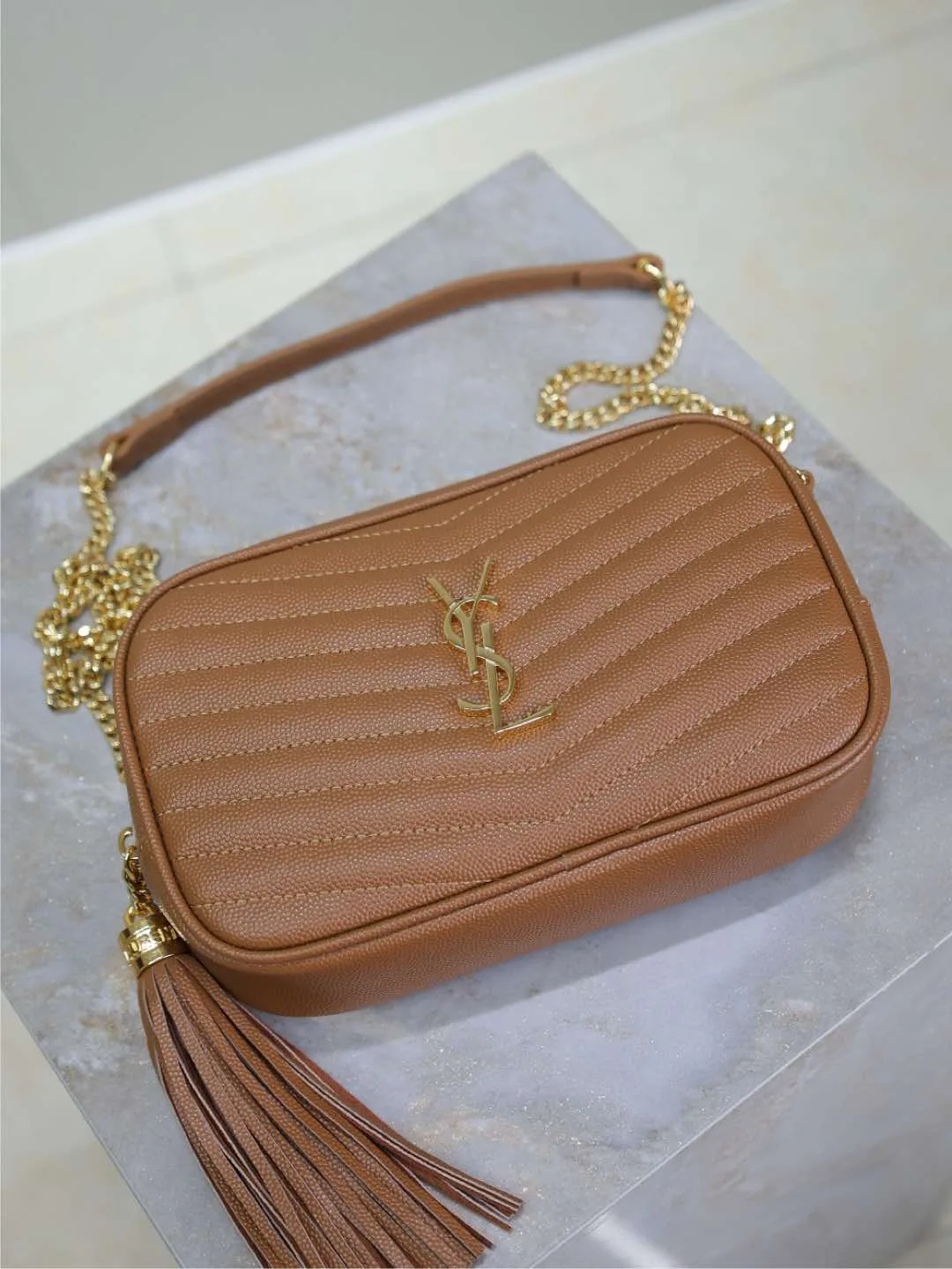 Saint Laurent Brown Calfskin Shoulder Bag product photo from LabelPicks