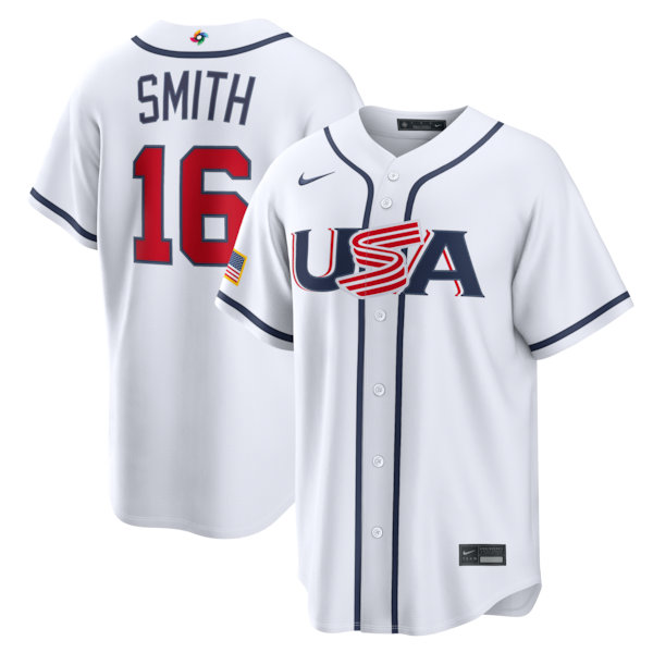 Men's USA Baseball Will Smith Nike White 2026 World Baseball Classic Home Stadium Jersey